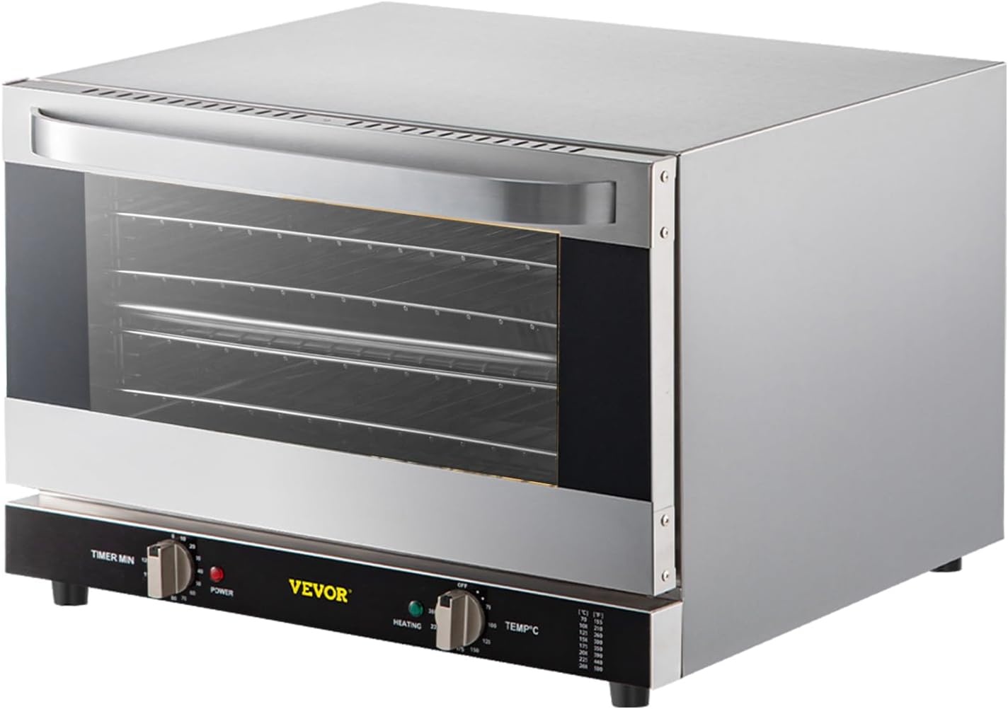 image:imageVEVOR Commercial Convection Oven 21L19Qt QuarterSize Conventional Oven Countertop 1440W 3Tier Toaster wFront Glass Door Electric Baking Oven wTrays Wire Racks Clip Gloves 120V4Tier 43Qt