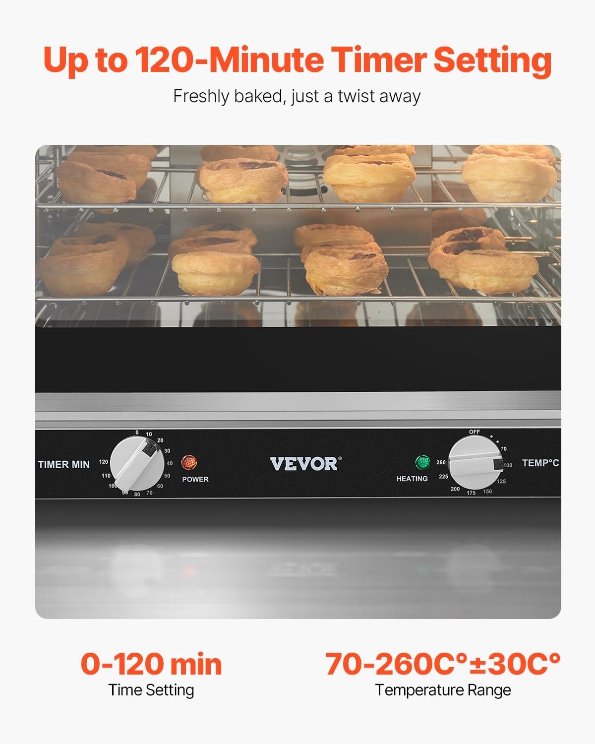 image:imageVEVOR Commercial Convection Oven 21L19Qt QuarterSize Conventional Oven Countertop 1440W 3Tier Toaster wFront Glass Door Electric Baking Oven wTrays Wire Racks Clip Gloves 120V4Tier 66L 2800W