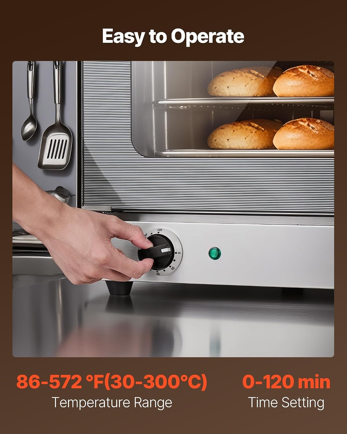 image:imageVEVOR Commercial Convection Oven 21L19Qt QuarterSize Conventional Oven Countertop 1440W 3Tier Toaster wFront Glass Door Electric Baking Oven wTrays Wire Racks Clip Gloves 120V5Tier 120L