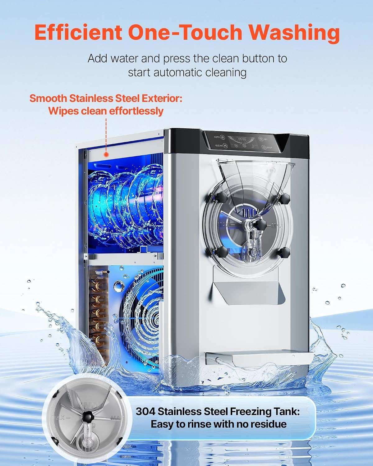 image:imageVEVOR Commercial Ice Cream Machine 1400W 2053 Gph Hard Serve Ice Cream Maker with LED Display Screen Auto ShutOff Timer One Flavors Perfect for Restaurants Snack bar Supermarkets634 Qt 2000W