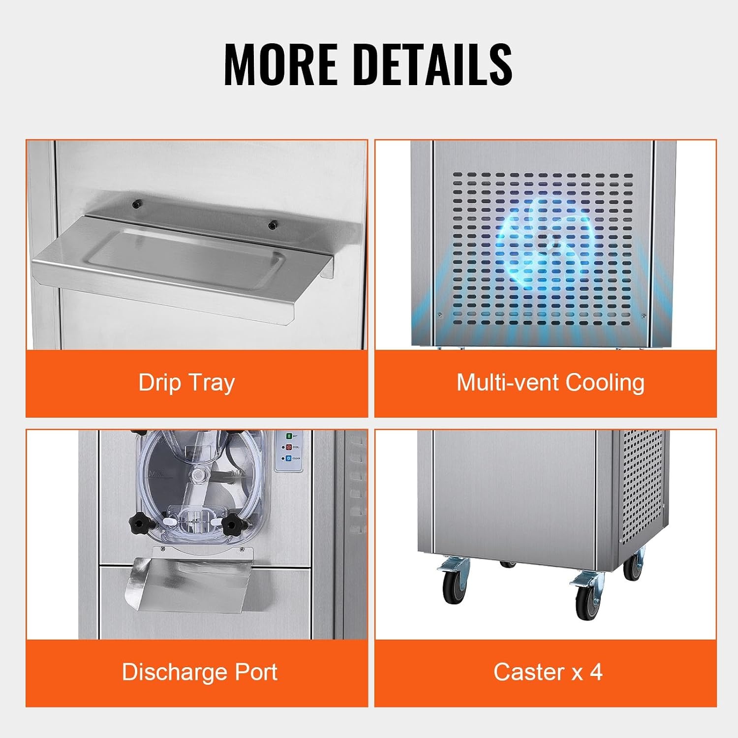 image:imageVEVOR Commercial Ice Cream Machine 1400W 2053 Gph Hard Serve Ice Cream Maker with LED Display Screen Auto ShutOff Timer One Flavors Perfect for Restaurants Snack bar Supermarkets634 Qt 1780W