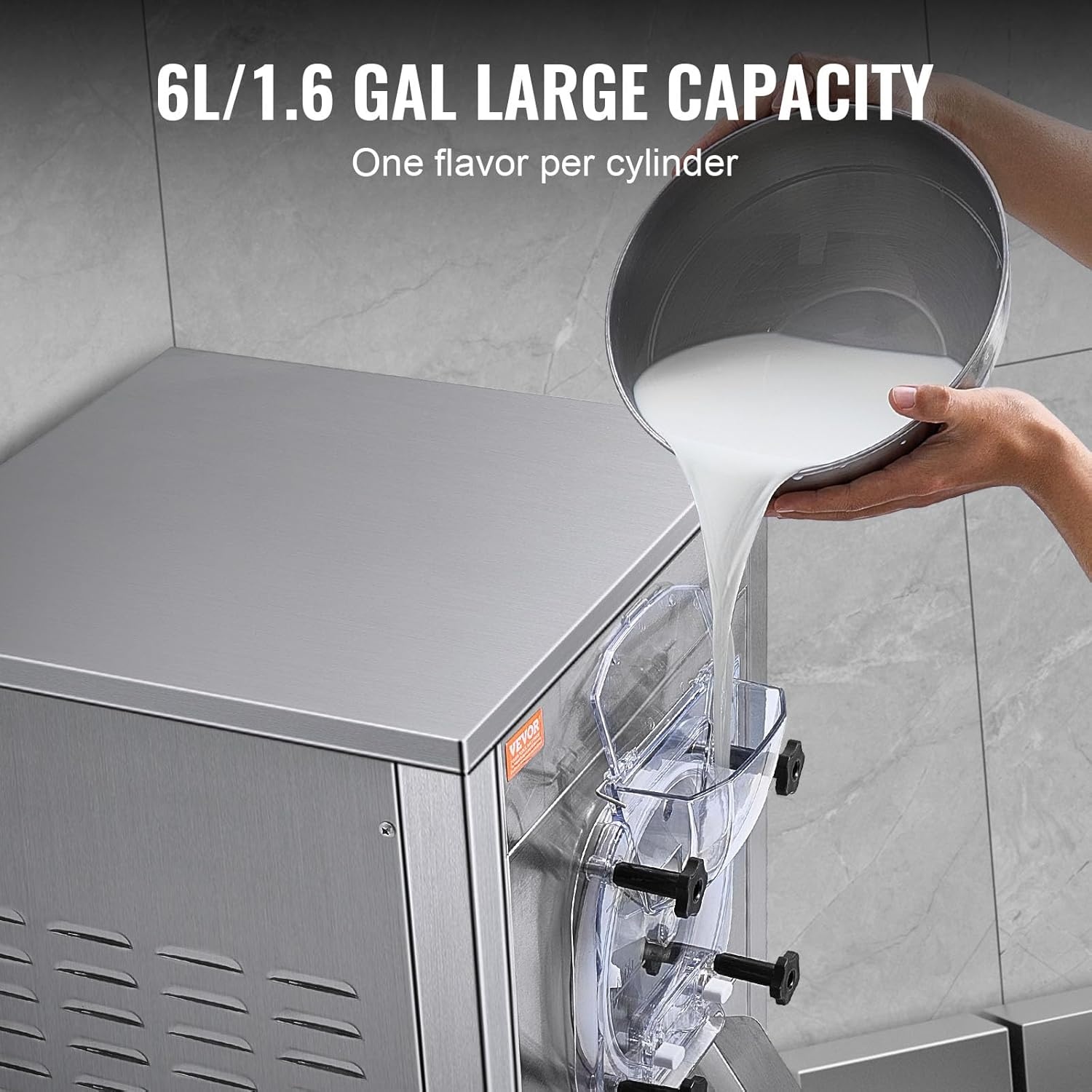 image:imageVEVOR Commercial Ice Cream Machine 1400W 2053 Gph Hard Serve Ice Cream Maker with LED Display Screen Auto ShutOff Timer One Flavors Perfect for Restaurants Snack bar Supermarkets634 Qt 1780W