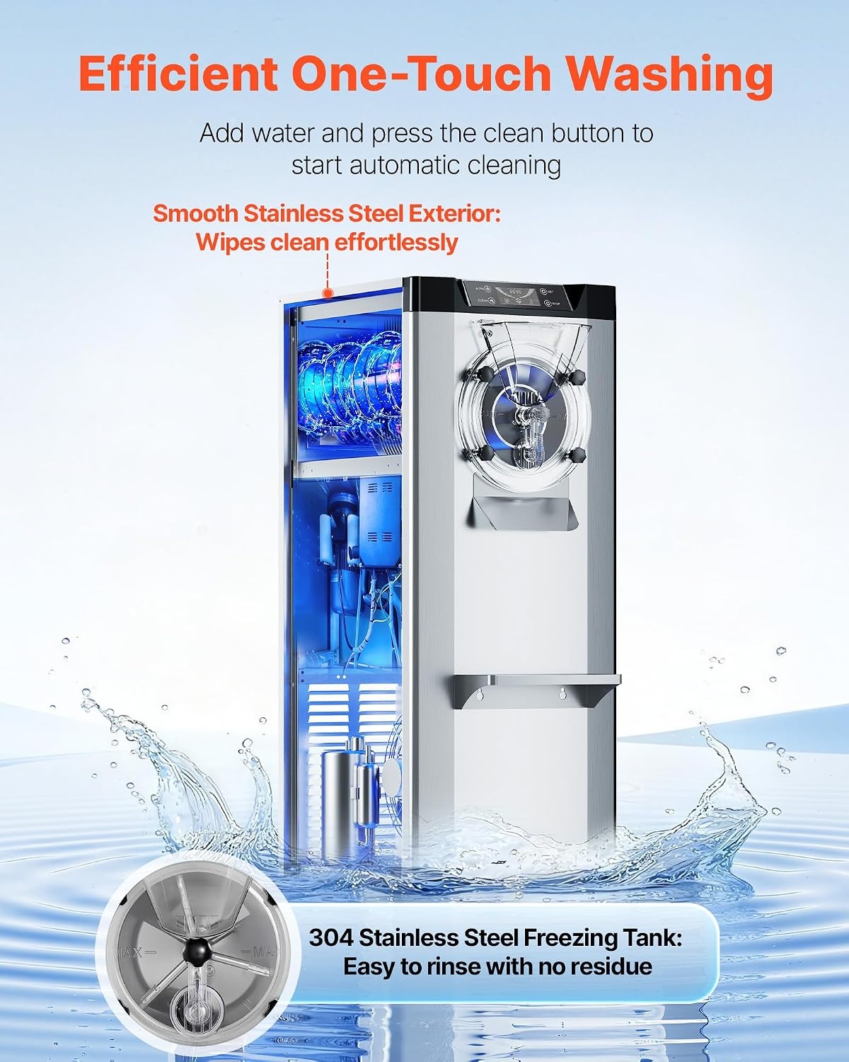 image:imageVEVOR Commercial Ice Cream Machine 1400W 2053 Gph Hard Serve Ice Cream Maker with LED Display Screen Auto ShutOff Timer One Flavors Perfect for Restaurants Snack bar Supermarkets1057 Qt 2400W