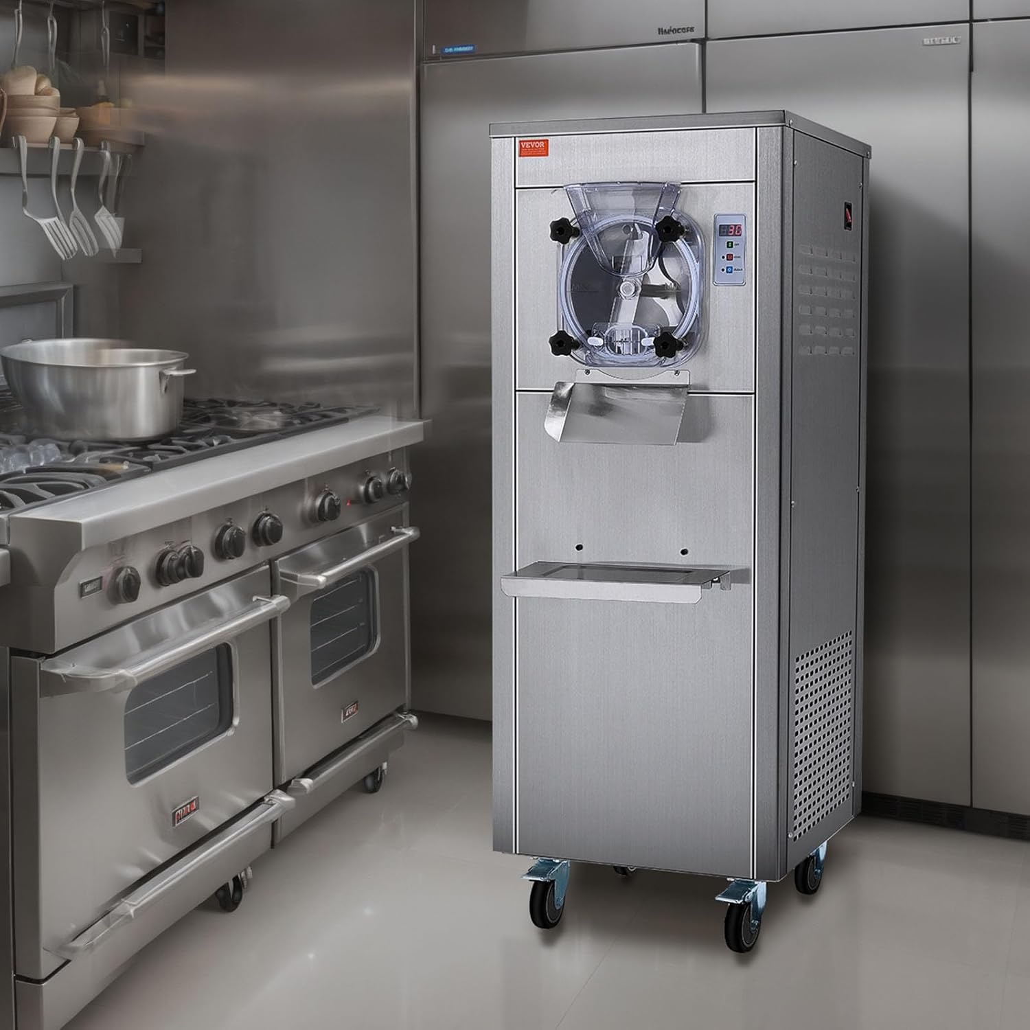 image:imageVEVOR Commercial Ice Cream Machine 1400W 2053 Gph Hard Serve Ice Cream Maker with LED Display Screen Auto ShutOff Timer One Flavors Perfect for Restaurants Snack bar Supermarkets634 Qt 1780W