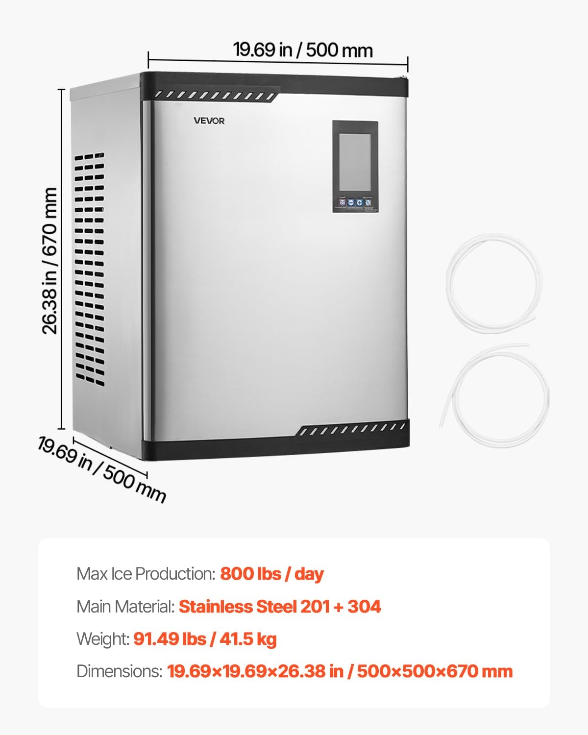 image:imageVEVOR Commercial Ice Maker Machine Head 400 LbsDay Stainless Steel Ice Machine with Scheduled IceMaking SelfCleaning Adjustable Thickness Ideal for Restaurant Bar Cafe Hotel Head Only800LBS24HGS