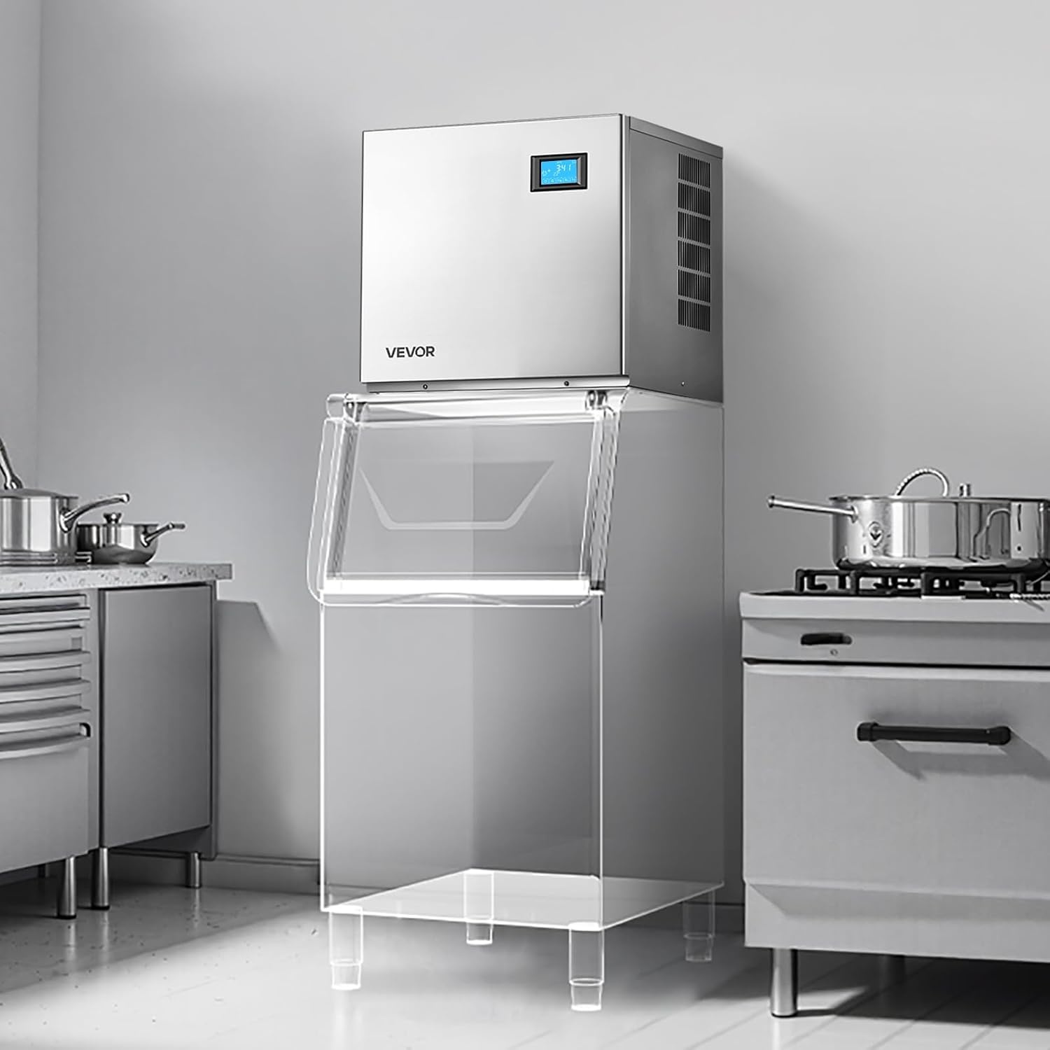 image:imageVEVOR Commercial Ice Maker Machine Head 400 LbsDay Stainless Steel Ice Machine with Scheduled IceMaking SelfCleaning Adjustable Thickness Ideal for Restaurant Bar Cafe Hotel Head Only360LBS24HNew156