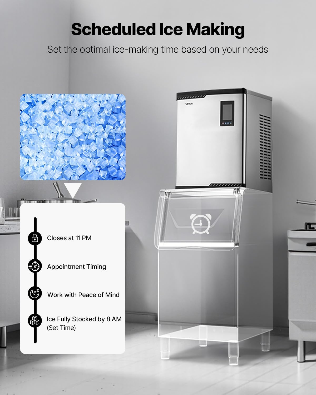 image:imageVEVOR Commercial Ice Maker Machine Head 400 LbsDay Stainless Steel Ice Machine with Scheduled IceMaking SelfCleaning Adjustable Thickness Ideal for Restaurant Bar Cafe Hotel Head Only800LBS24HGS
