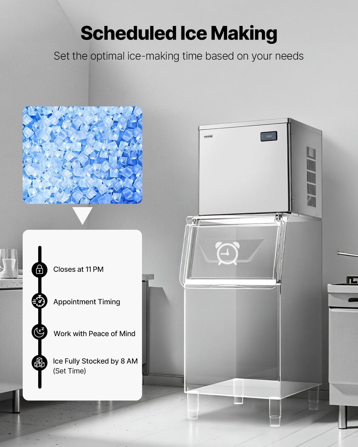 image:imageVEVOR Commercial Ice Maker Machine Head 400 LbsDay Stainless Steel Ice Machine with Scheduled IceMaking SelfCleaning Adjustable Thickness Ideal for Restaurant Bar Cafe Hotel Head Only650LBS24HDB