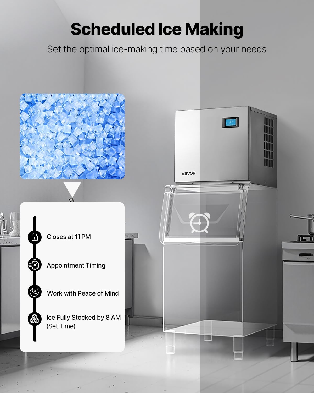 image:imageVEVOR Commercial Ice Maker Machine Head 400 LbsDay Stainless Steel Ice Machine with Scheduled IceMaking SelfCleaning Adjustable Thickness Ideal for Restaurant Bar Cafe Hotel Head Only360LBS24HNew156