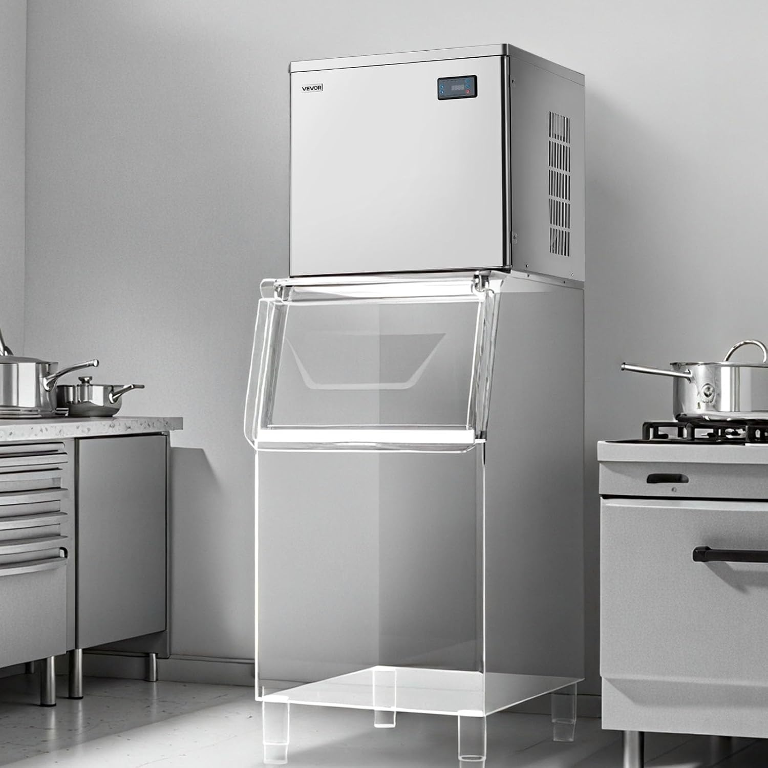 image:imageVEVOR Commercial Ice Maker Machine Head 400 LbsDay Stainless Steel Ice Machine with Scheduled IceMaking SelfCleaning Adjustable Thickness Ideal for Restaurant Bar Cafe Hotel Head Only222 x 22 x 219 in