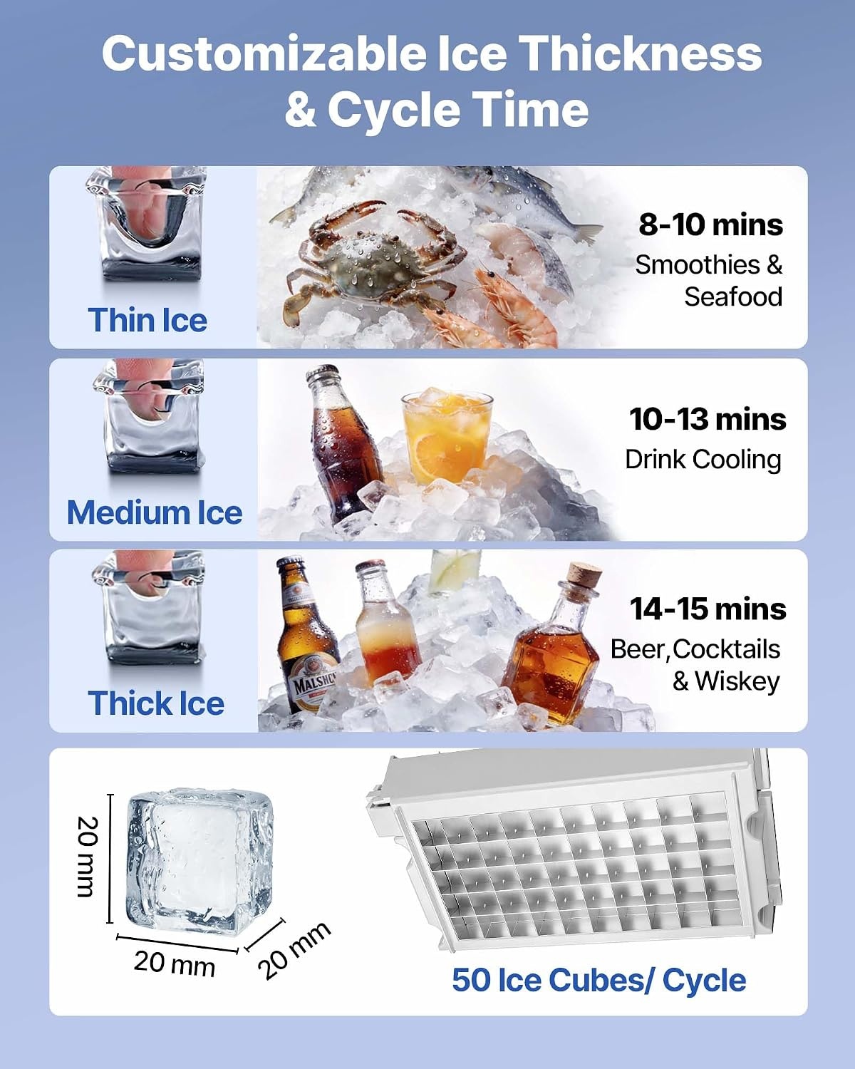 image:imageVEVOR Commercial Ice Maker Machine 120 lbs24h with 1630 lbs Storage Capacity BuiltinFreestandingUnder Counter Stainless Steel Ice Maker with LED Display amp SelfCleaning Home Bar Restaurant150Lbs24HDual Water Inlet