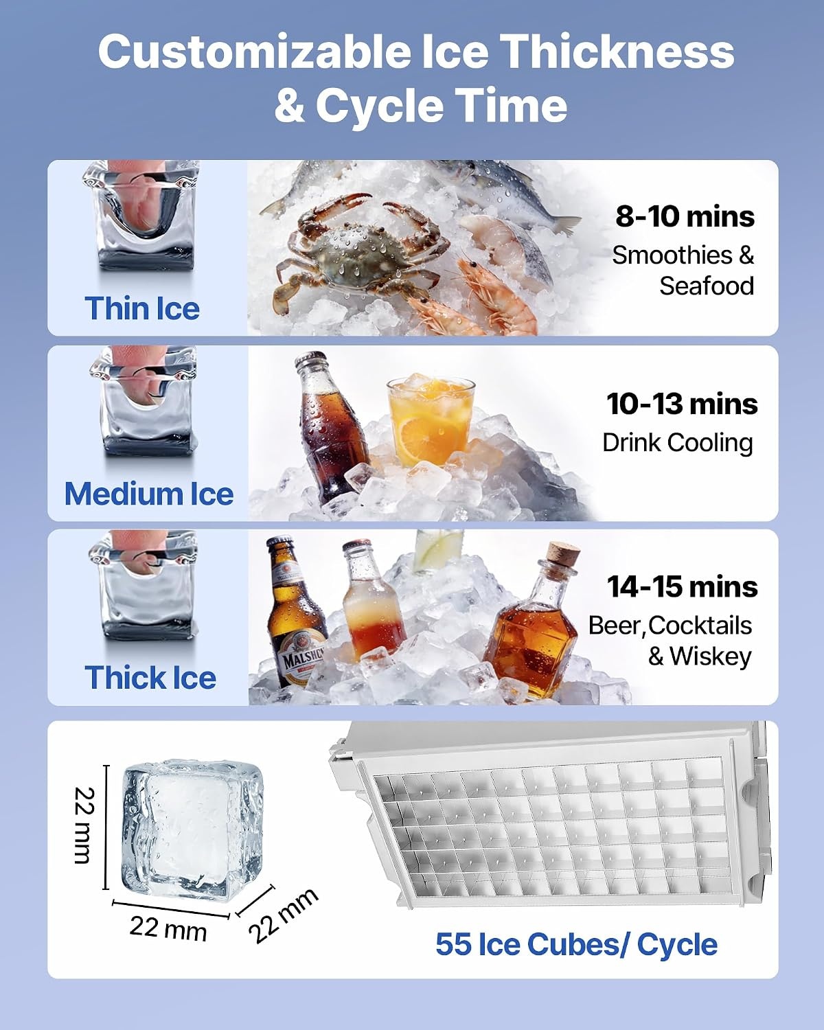 image:imageVEVOR Commercial Ice Maker Machine 120 lbs24h with 1630 lbs Storage Capacity BuiltinFreestandingUnder Counter Stainless Steel Ice Maker with LED Display amp SelfCleaning Home Bar Restaurant160lbs24H