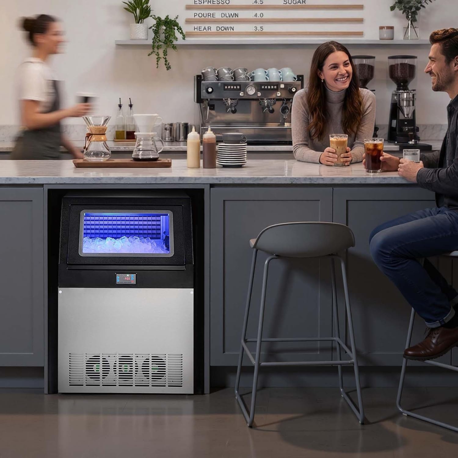 image:imageVEVOR Commercial Ice Maker Machine 120 lbs24h with 1630 lbs Storage Capacity BuiltinFreestandingUnder Counter Stainless Steel Ice Maker with LED Display amp SelfCleaning Home Bar Restaurant440lbs24H