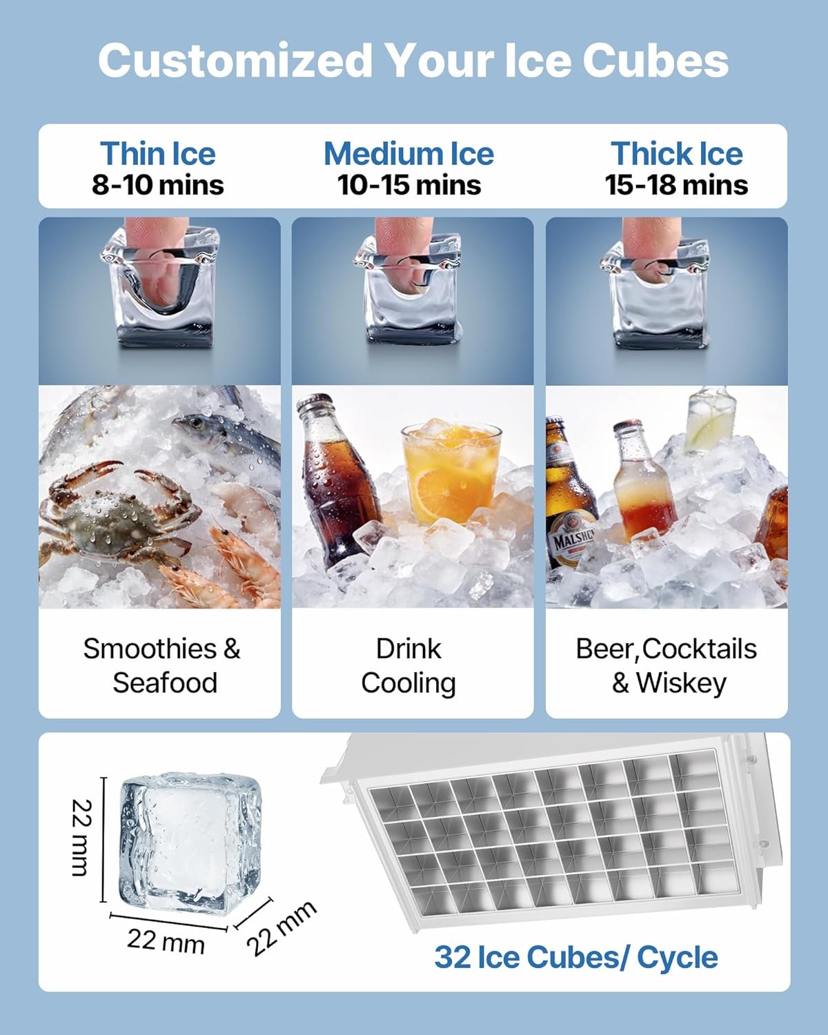image:imageVEVOR Commercial Ice Maker Machine 120 lbs24h with 1630 lbs Storage Capacity BuiltinFreestandingUnder Counter Stainless Steel Ice Maker with LED Display amp SelfCleaning Home Bar Restaurant90lbs24HDual Water Inlet