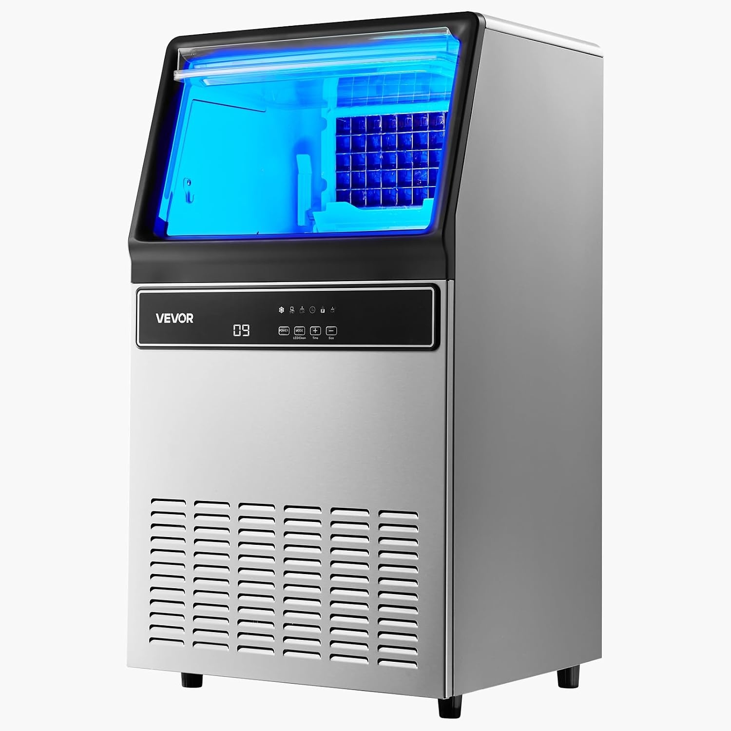 image:imageVEVOR Commercial Ice Maker Machine 120 lbs24h with 1630 lbs Storage Capacity BuiltinFreestandingUnder Counter Stainless Steel Ice Maker with LED Display amp SelfCleaning Home Bar Restaurant120lbs24H