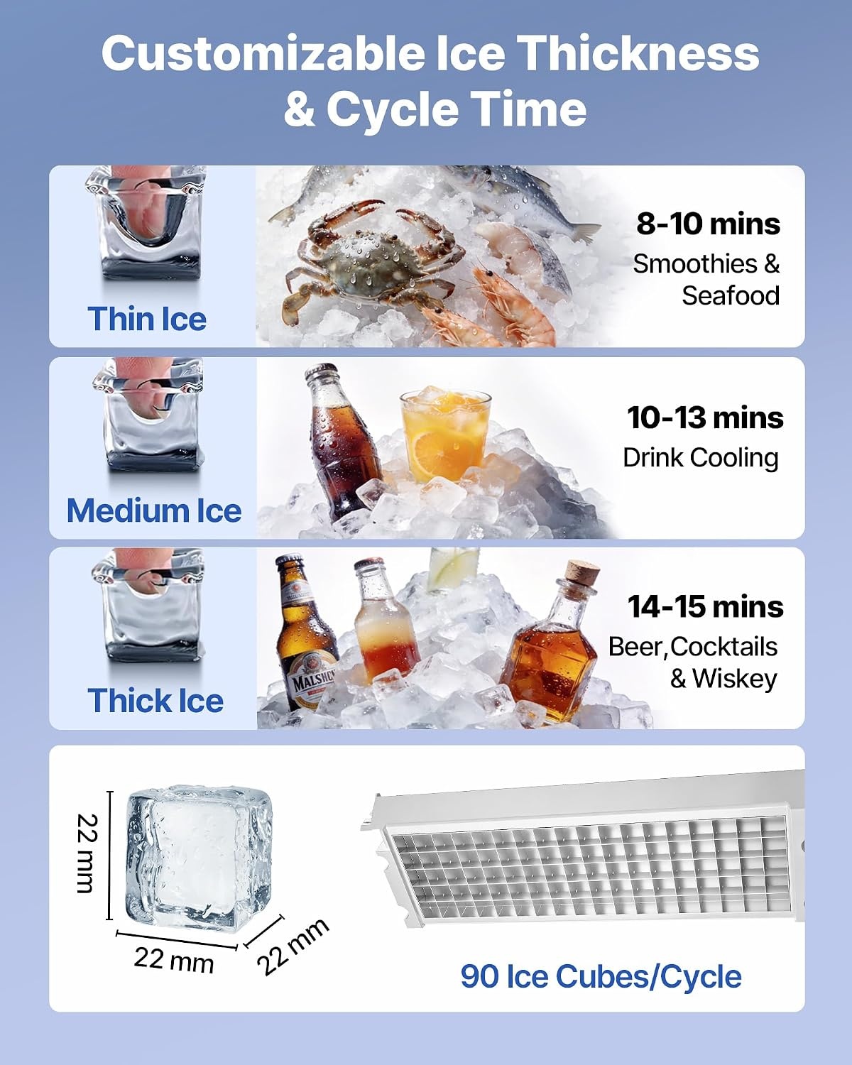 image:imageVEVOR Commercial Ice Maker Machine 120 lbs24h with 1630 lbs Storage Capacity BuiltinFreestandingUnder Counter Stainless Steel Ice Maker with LED Display amp SelfCleaning Home Bar Restaurant265Lbs24H
