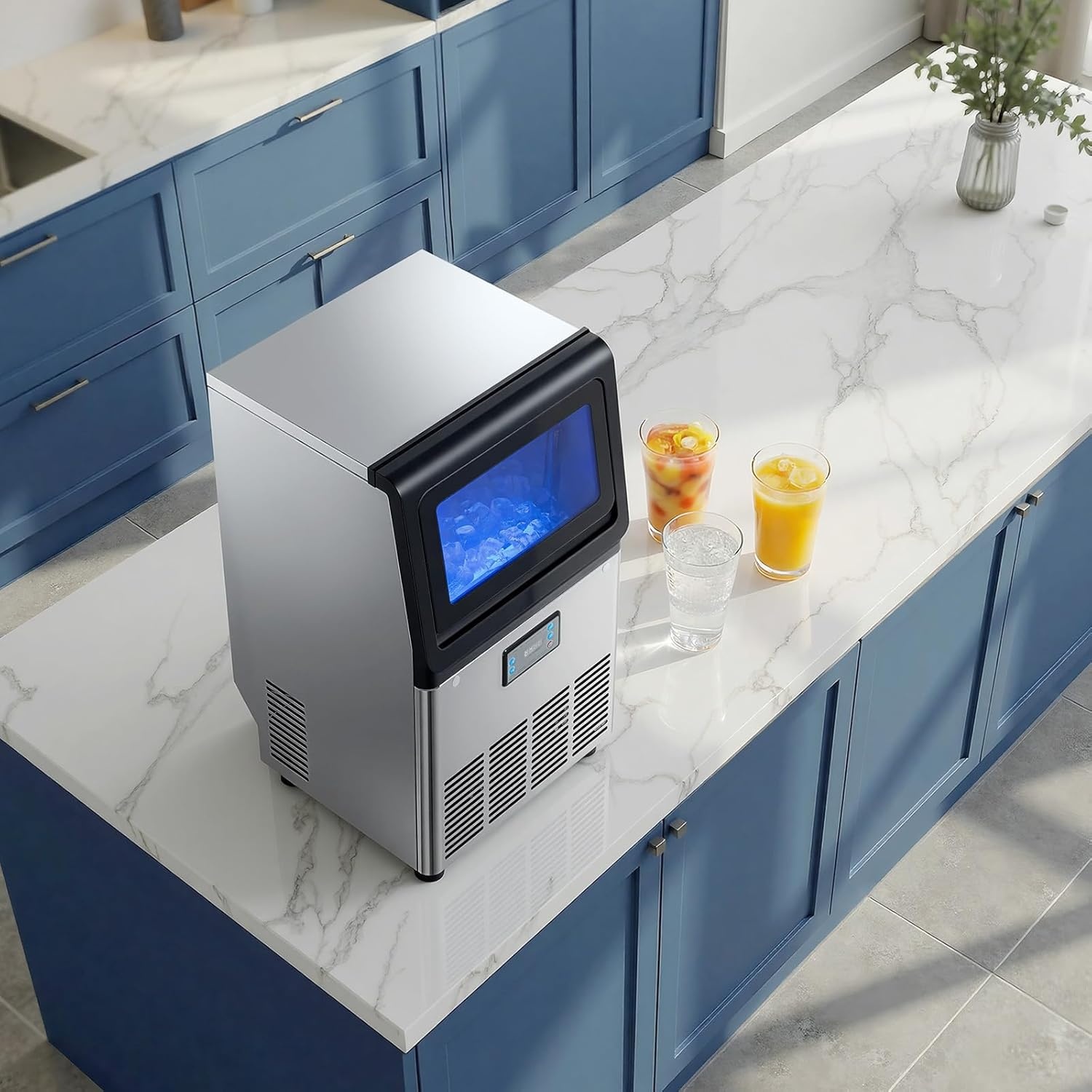 image:imageVEVOR Commercial Ice Maker Machine 120 lbs24h with 1630 lbs Storage Capacity BuiltinFreestandingUnder Counter Stainless Steel Ice Maker with LED Display amp SelfCleaning Home Bar Restaurant80lbs24H
