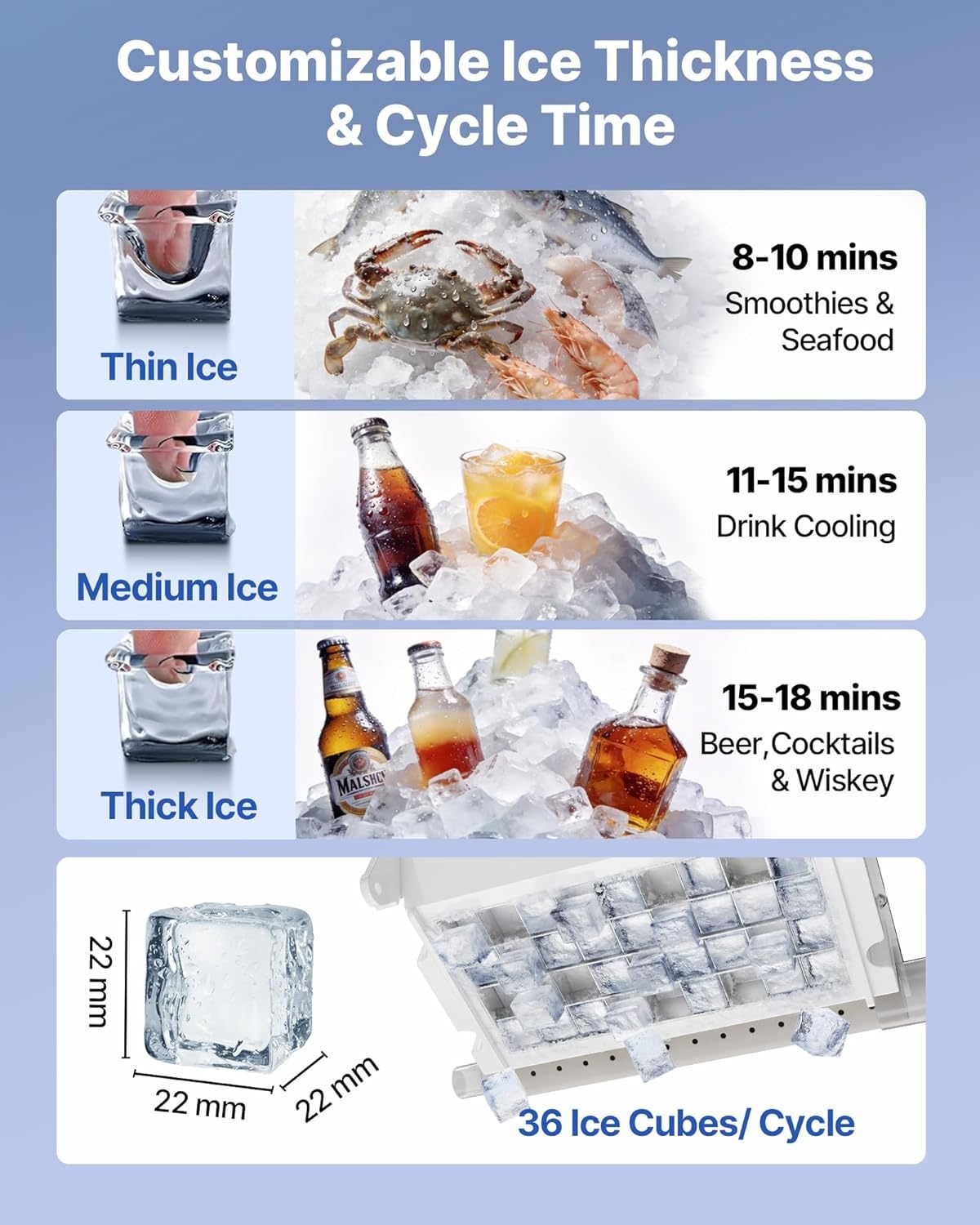 image:imageVEVOR Commercial Ice Maker Machine 120 lbs24h with 1630 lbs Storage Capacity BuiltinFreestandingUnder Counter Stainless Steel Ice Maker with LED Display amp SelfCleaning Home Bar Restaurant120lbs24HDual Water Inlet