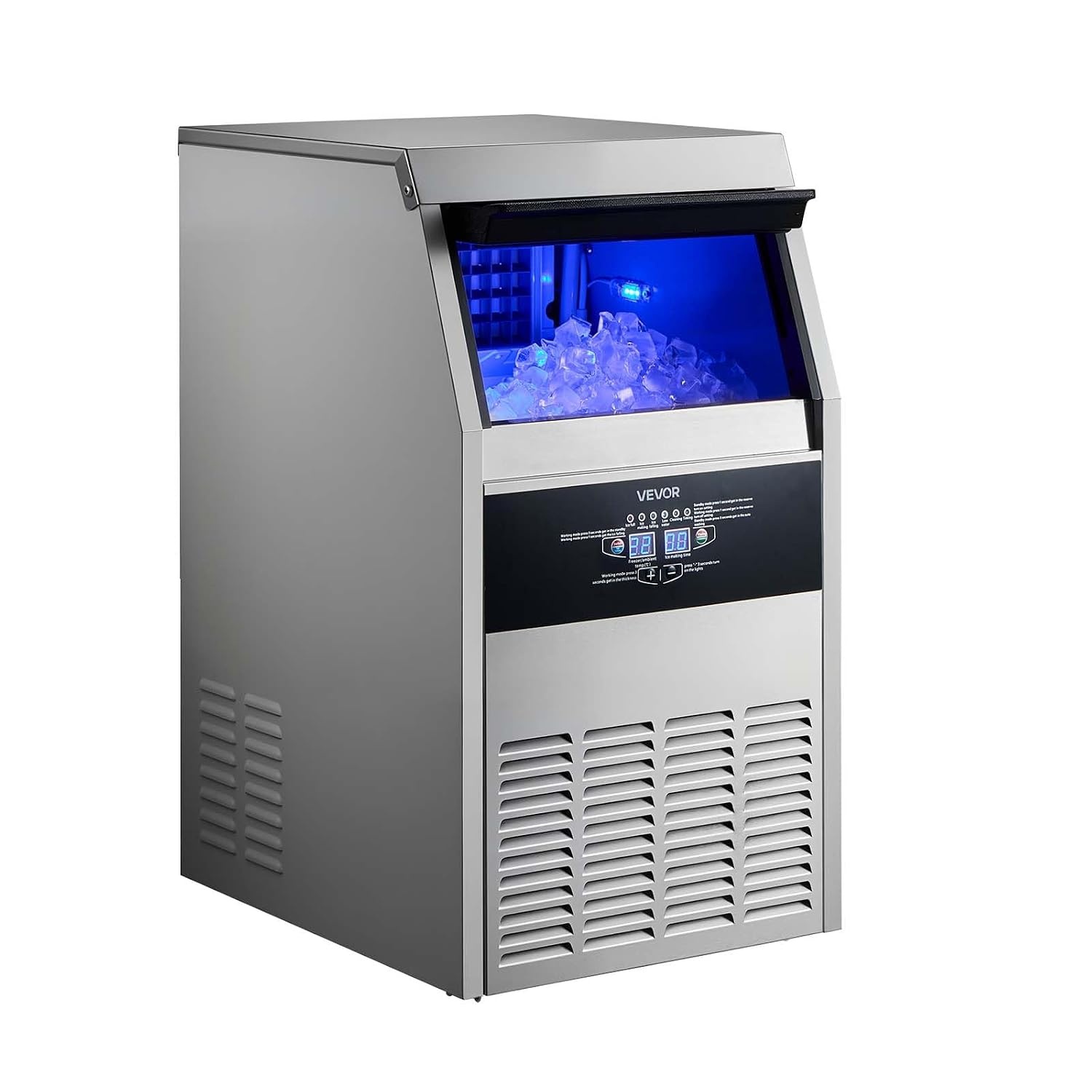 image:imageVEVOR Commercial Ice Maker Machine 150 lbs24h with 1630 lbs Storage Capacity BuiltinFreestandingUnder Counter Stainless Steel Ice Maker with LED Display amp SelfCleaning Home Bar Restaurant