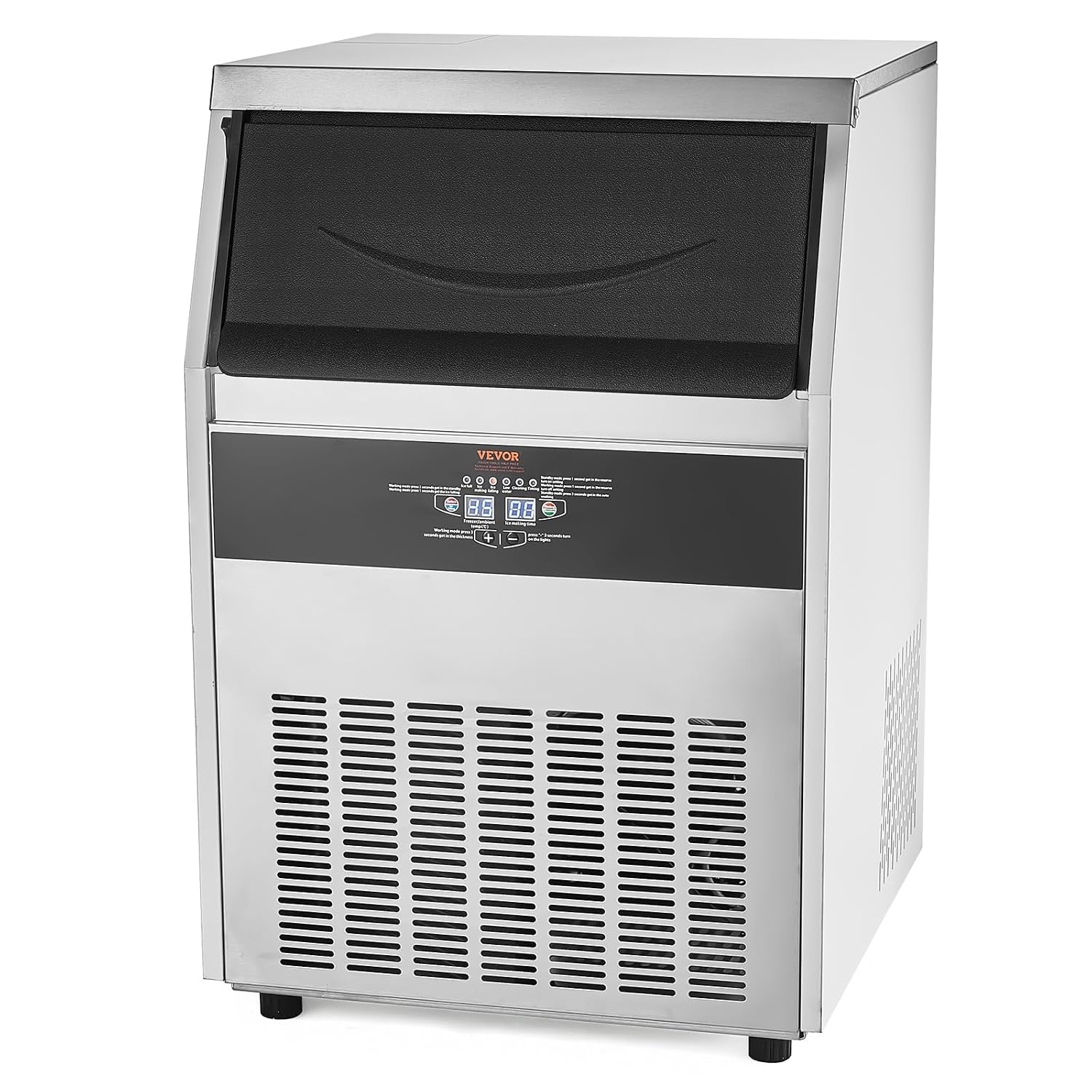 image:imageVEVOR Commercial Ice Maker Machine 160lbs24H Ice Maker Machine with 66lbs Storage Capacity 80 Ice Cubes in 15 Minutes LED Digital Display Freestanding SelfCleaning for Bar Office Restaurant