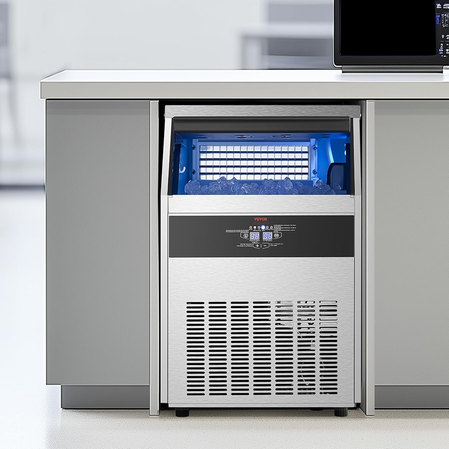 image:imageVEVOR Commercial Ice Maker Machine 160lbs24H Ice Maker Machine with 66lbs Storage Capacity 80 Ice Cubes in 15 Minutes LED Digital Display Freestanding SelfCleaning for Bar Office Restaurant