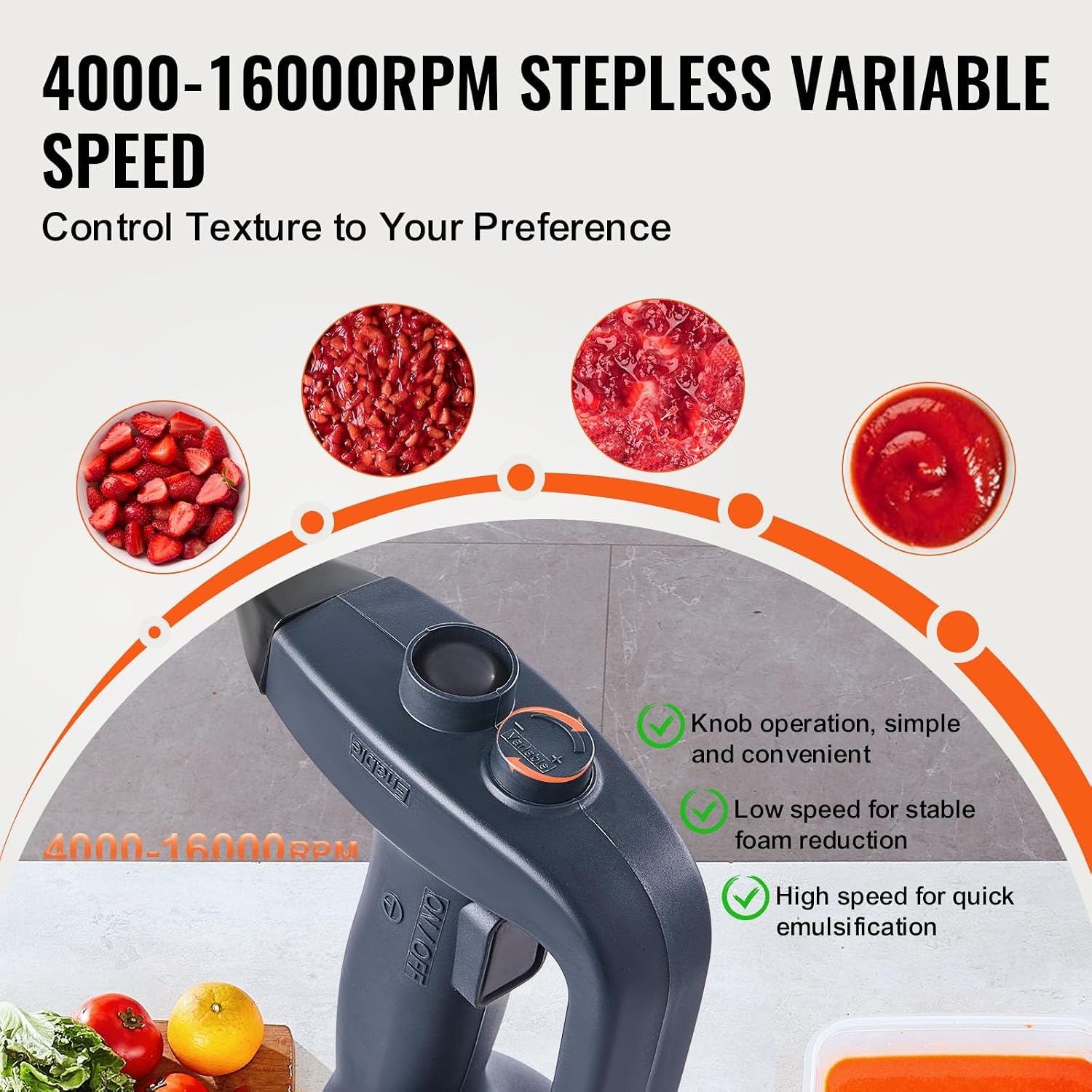 image:imageVEVOR Commercial Immersion Blender 500 Watt 20Inch Heavy Duty Hand Mixer Variable Speed Mixer with 304 Stainless Steel Blade MultiPurpose Portable Mixer for Soup Smoothie Puree Baby Food Variable Speed Stick Machine with 304 Stainless Steel Blade MultiPurpose Portable for Soup Smoothie Puree Baby Food350Watt 16inch