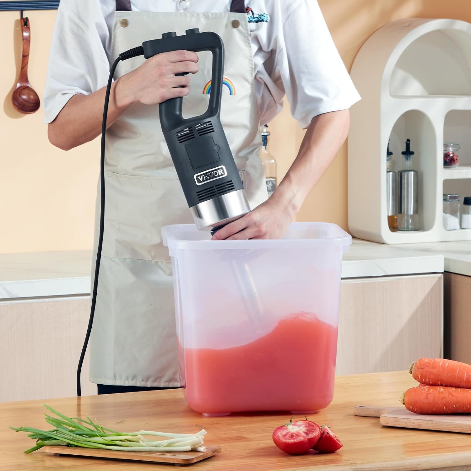 image:imageVEVOR Commercial Immersion Blender 500 Watt 20Inch Heavy Duty Hand Mixer Variable Speed Mixer with 304 Stainless Steel Blade MultiPurpose Portable Mixer for Soup Smoothie Puree Baby Food Variable Speed Stick Machine with 304 Stainless Steel Blade MultiPurpose Portable for Soup Smoothie Puree Baby Food750Watt 12inch
