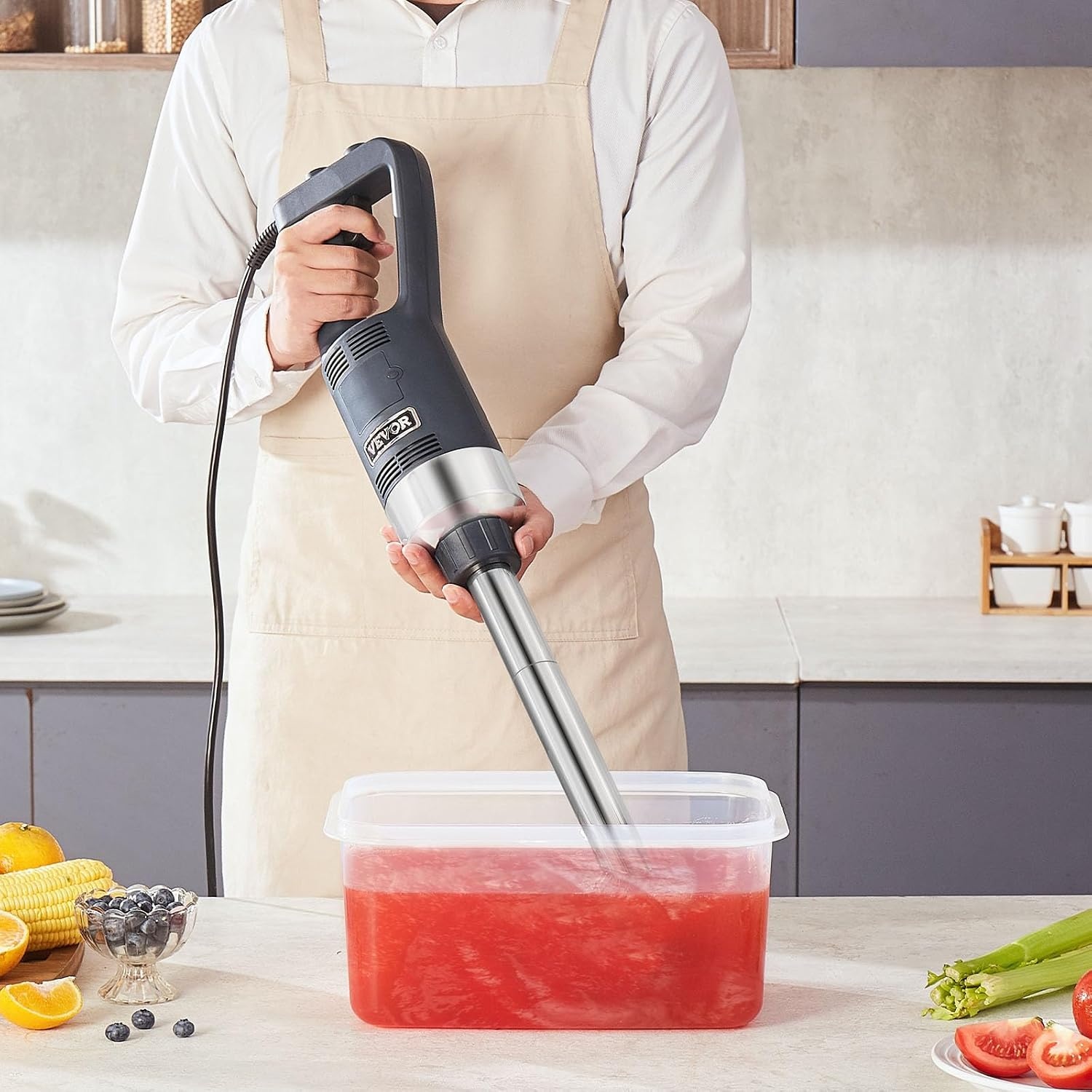 image:imageVEVOR Commercial Immersion Blender 500 Watt 20Inch Heavy Duty Hand Mixer Variable Speed Mixer with 304 Stainless Steel Blade MultiPurpose Portable Mixer for Soup Smoothie Puree Baby Food Variable Speed Stick Machine with 304 Stainless Steel Blade MultiPurpose Portable for Soup Smoothie Puree Baby Food500Watt 16inch
