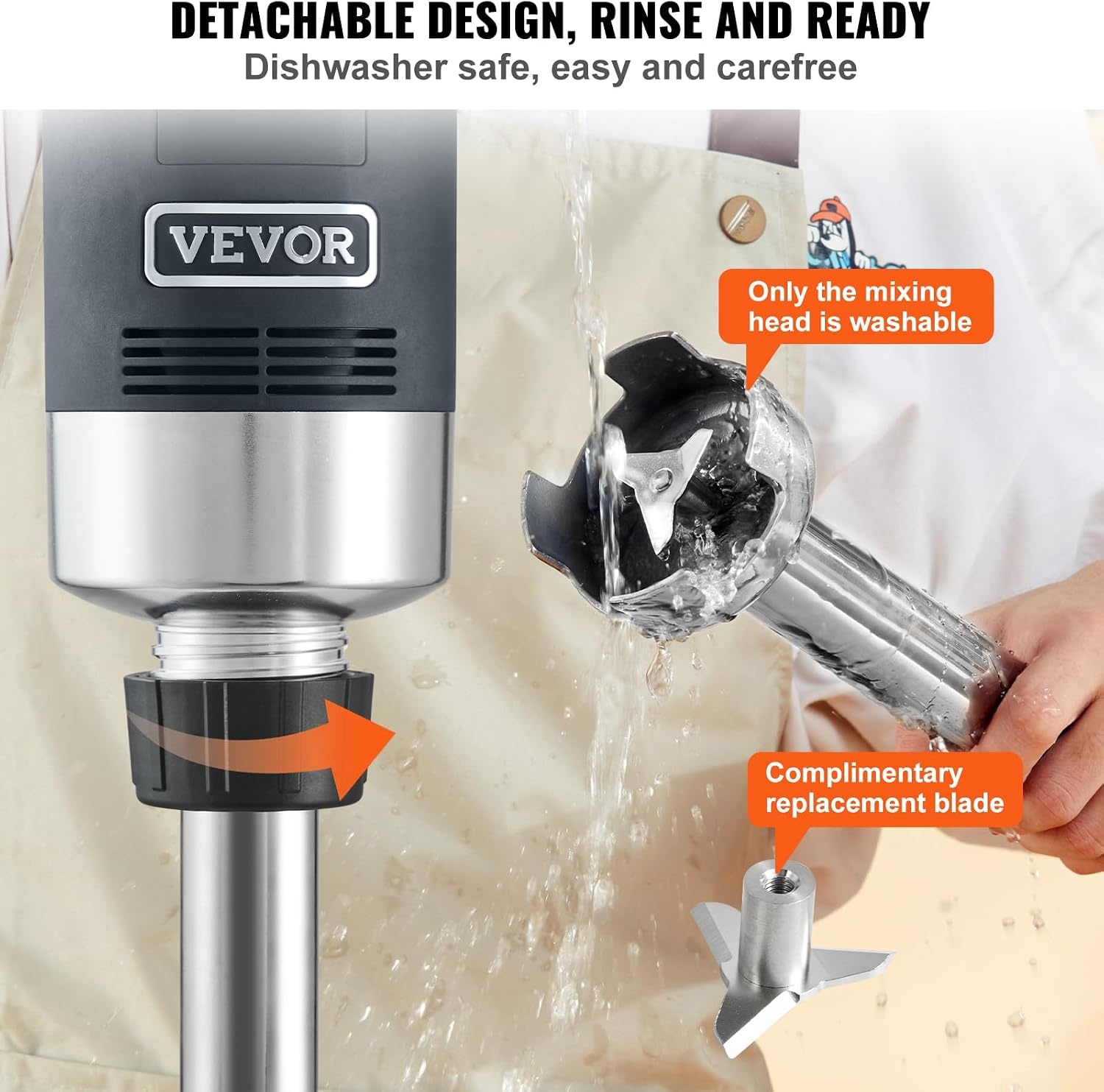image:imageVEVOR Commercial Immersion Blender 500 Watt 20Inch Heavy Duty Hand Mixer Variable Speed Mixer with 304 Stainless Steel Blade MultiPurpose Portable Mixer for Soup Smoothie Puree Baby Food Variable Speed Stick Machine with 304 Stainless Steel Blade MultiPurpose Portable for Soup Smoothie Puree Baby Food500Watt 12Inch