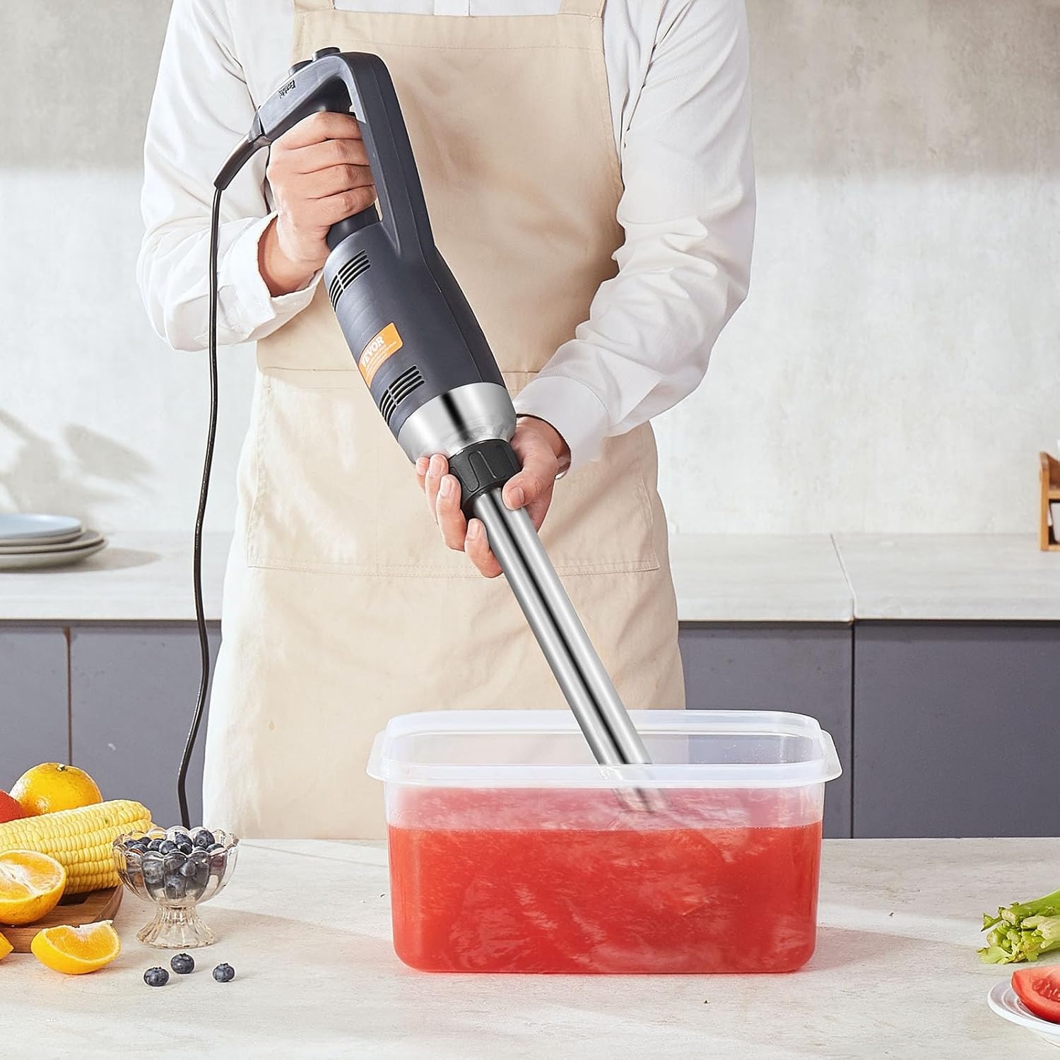 image:imageVEVOR Commercial Immersion Blender 500 Watt 20Inch Heavy Duty Hand Mixer Variable Speed Mixer with 304 Stainless Steel Blade MultiPurpose Portable Mixer for Soup Smoothie Puree Baby Food Variable Speed Stick Machine with 304 Stainless Steel Blade MultiPurpose Portable for Soup Smoothie Puree Baby Food350Watt 16inch