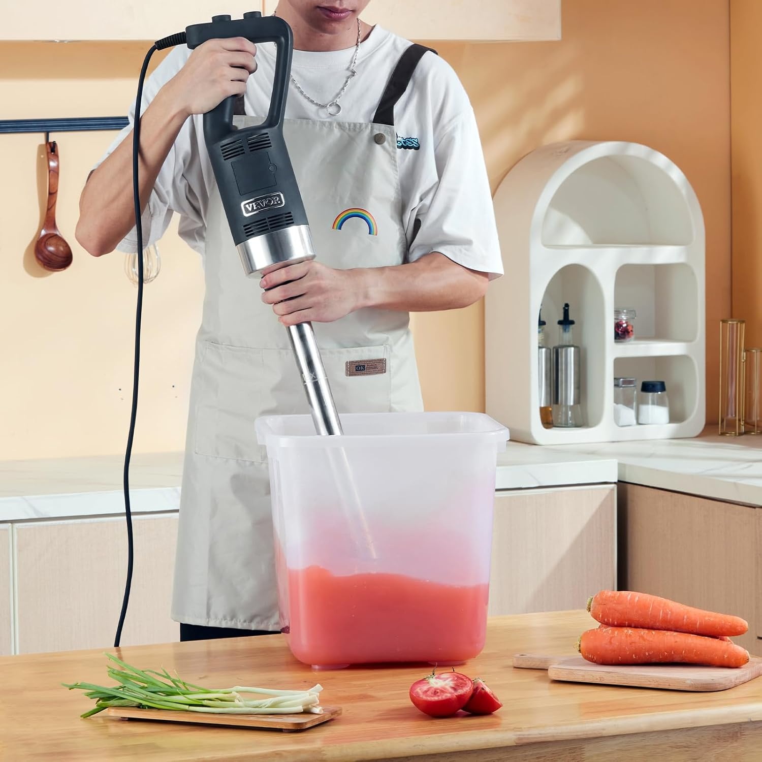 image:imageVEVOR Commercial Immersion Blender 500 Watt 20Inch Heavy Duty Hand Mixer Variable Speed Mixer with 304 Stainless Steel Blade MultiPurpose Portable Mixer for Soup Smoothie Puree Baby Food Variable Speed Stick Machine with 304 Stainless Steel Blade MultiPurpose Portable for Soup Smoothie Puree Baby Food750Watt 20inch