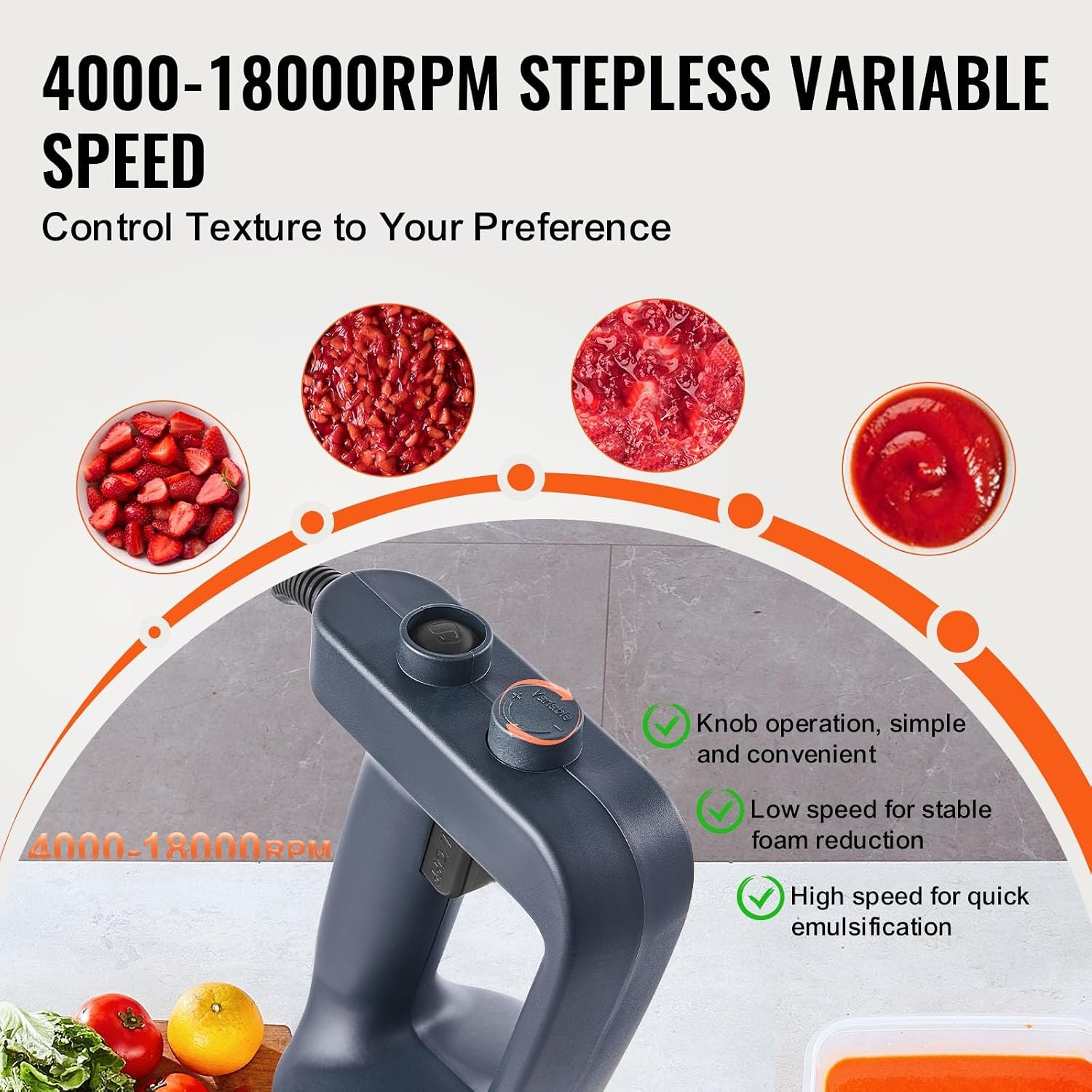 image:imageVEVOR Commercial Immersion Blender 500 Watt 20Inch Heavy Duty Hand Mixer Variable Speed Mixer with 304 Stainless Steel Blade MultiPurpose Portable Mixer for Soup Smoothie Puree Baby Food Variable Speed Stick Machine with 304 Stainless Steel Blade MultiPurpose Portable for Soup Smoothie Puree Baby Food500Watt 16inch