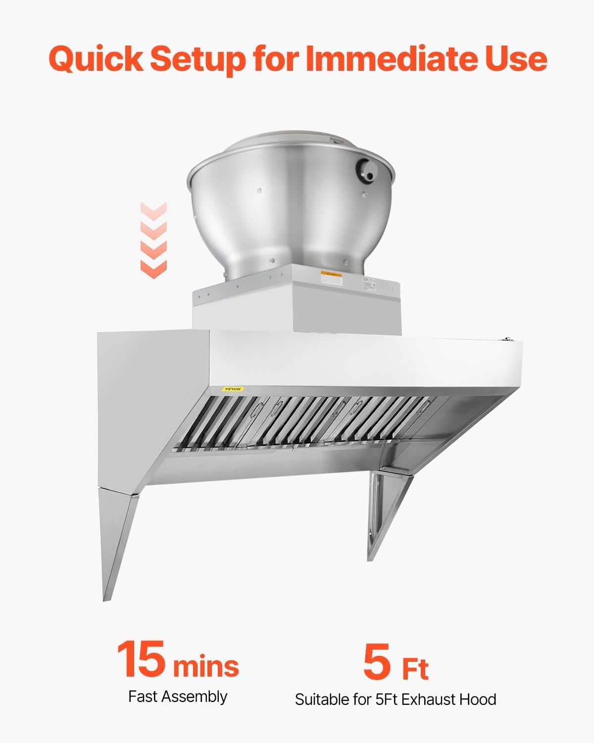 image:imageVEVOR Commercial Kitchen Exhaust Fan 1616 CFM Restaurant Canopy Hood Exhaust Fan 05HP 375W Direct Drive Food Truck Hood Vent High Speed amp Low Noise for Warehouse Agriculture033HP 250W