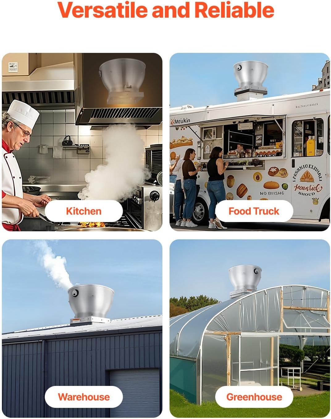 image:imageVEVOR Commercial Kitchen Exhaust Fan 1616 CFM Restaurant Canopy Hood Exhaust Fan 05HP 375W Direct Drive Food Truck Hood Vent High Speed amp Low Noise for Warehouse Agriculture025HP 180W