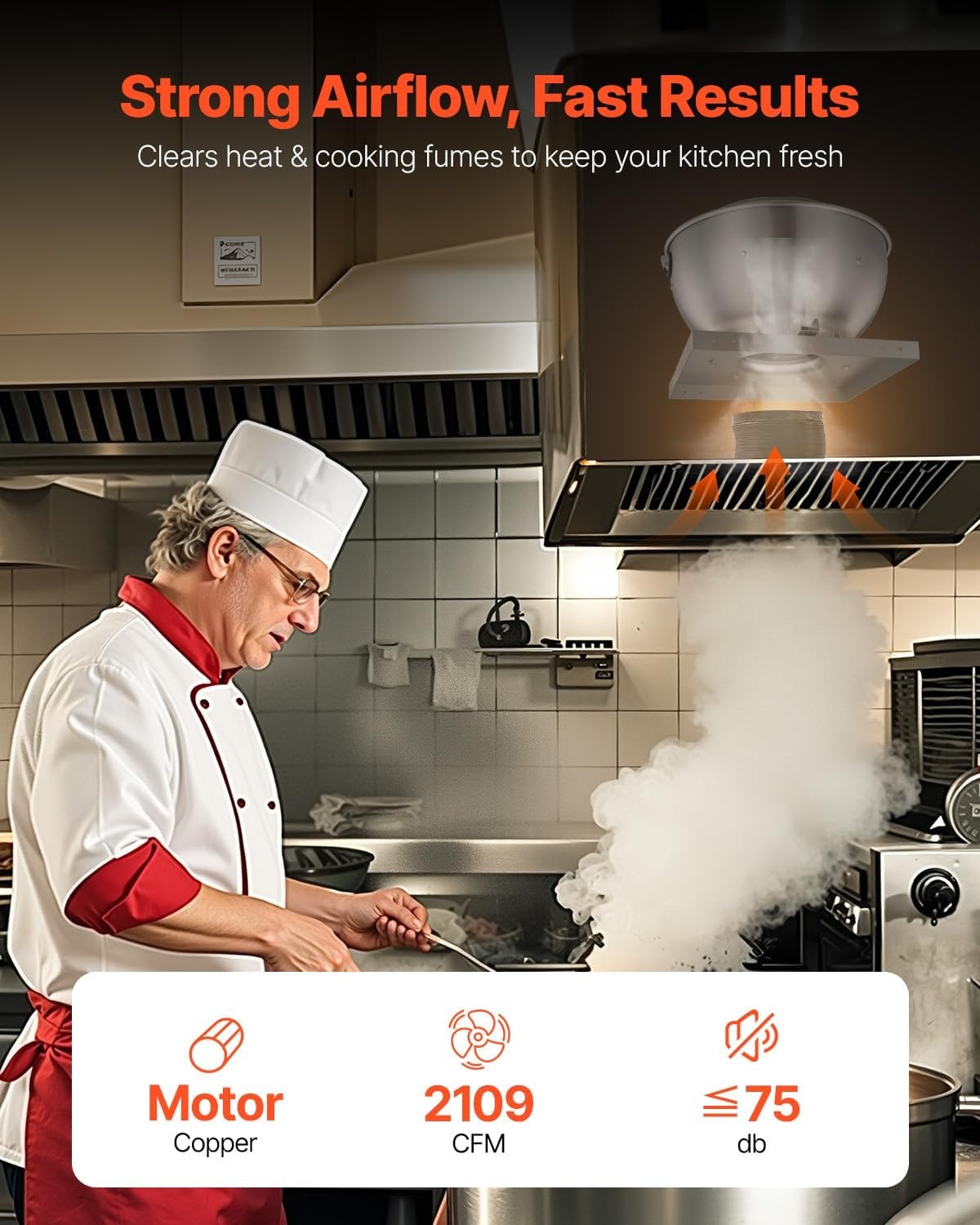 image:imageVEVOR Commercial Kitchen Exhaust Fan 1616 CFM Restaurant Canopy Hood Exhaust Fan 05HP 375W Direct Drive Food Truck Hood Vent High Speed amp Low Noise for Warehouse Agriculture075HP 560W
