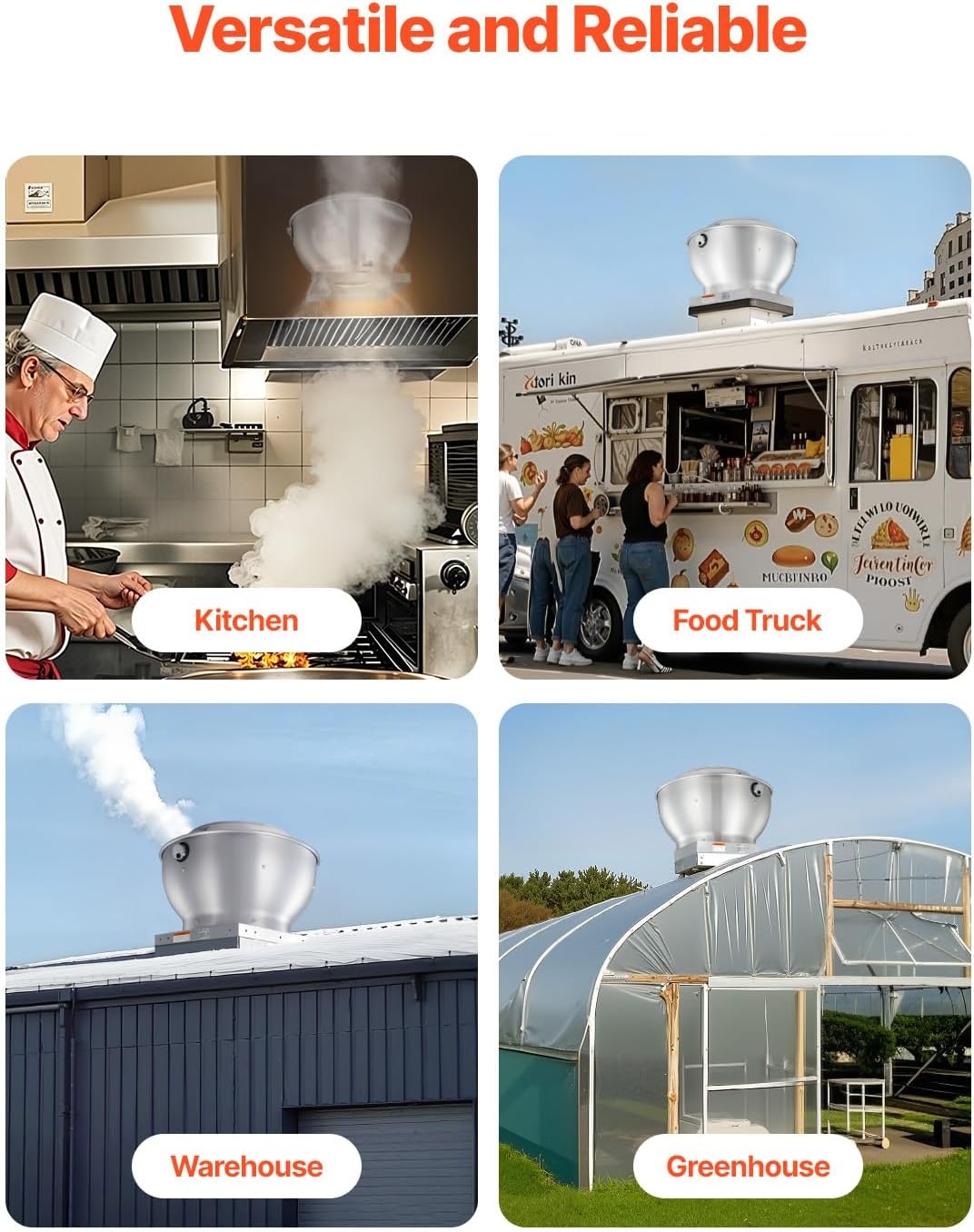 image:imageVEVOR Commercial Kitchen Exhaust Fan 1616 CFM Restaurant Canopy Hood Exhaust Fan 05HP 375W Direct Drive Food Truck Hood Vent High Speed amp Low Noise for Warehouse Agriculture033HP 250W