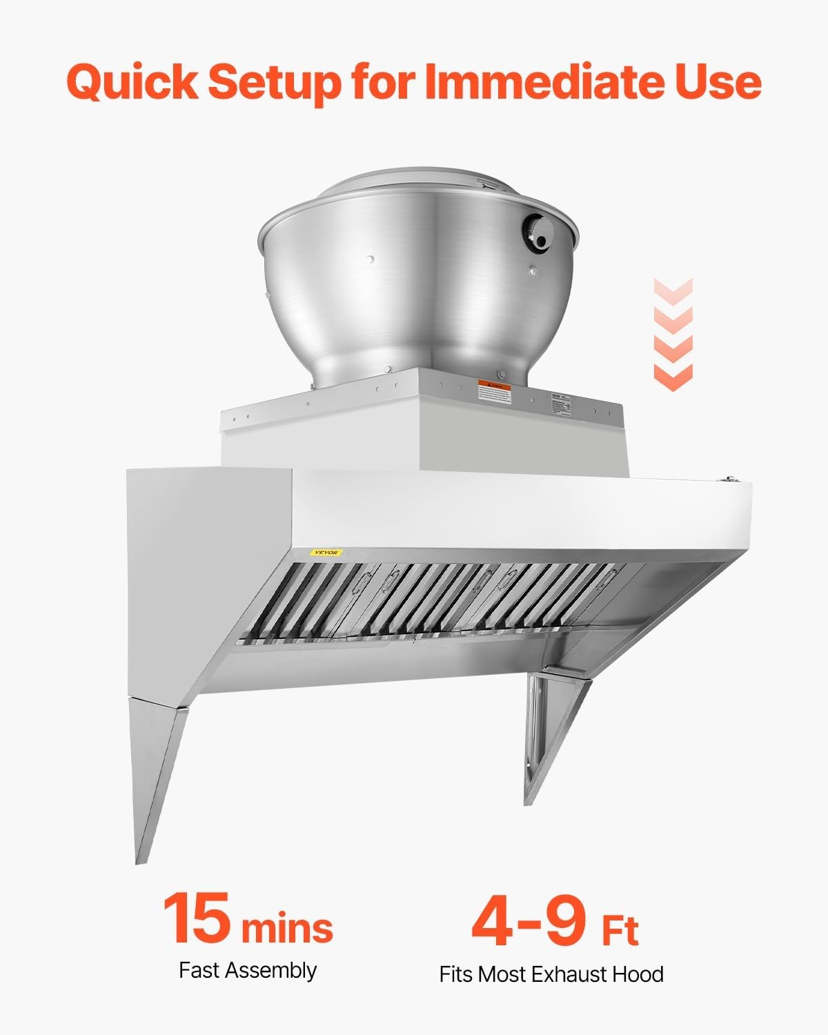 image:imageVEVOR Commercial Kitchen Exhaust Fan 1616 CFM Restaurant Canopy Hood Exhaust Fan 05HP 375W Direct Drive Food Truck Hood Vent High Speed amp Low Noise for Warehouse Agriculture075HP 560W