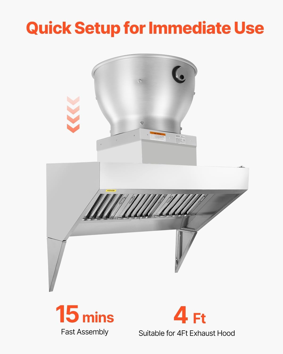 image:imageVEVOR Commercial Kitchen Exhaust Fan 1616 CFM Restaurant Canopy Hood Exhaust Fan 05HP 375W Direct Drive Food Truck Hood Vent High Speed amp Low Noise for Warehouse Agriculture025HP 180W