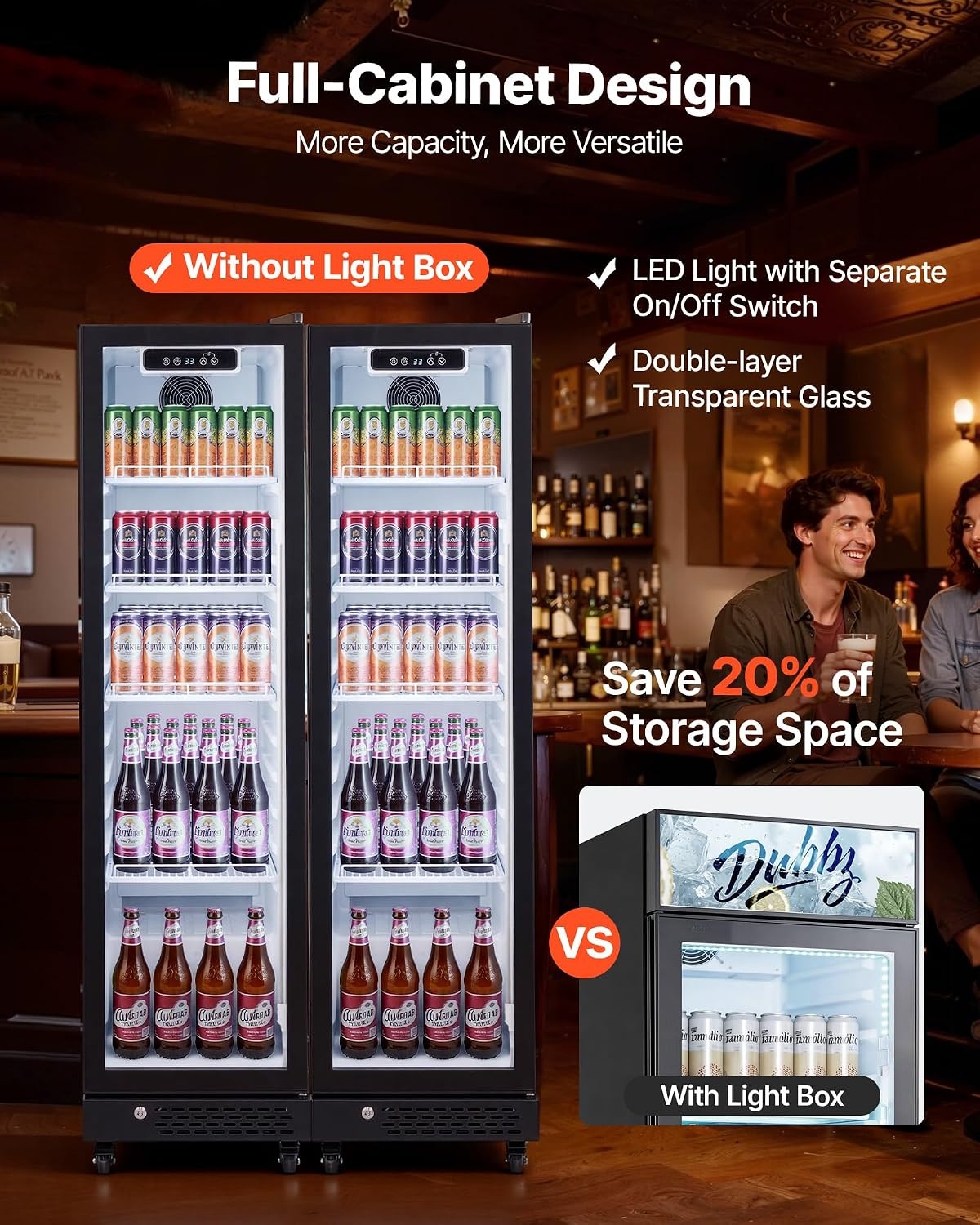 image:imageVEVOR Commercial Merchandiser Refrigerator 61 CuFt 173 L Glass Door Display Refrigerator Upright Beverage Cooler with Customizable Lightbox 3 Adjustable Shelves amp Soft LED Light for Homes Shops69 cuftnew