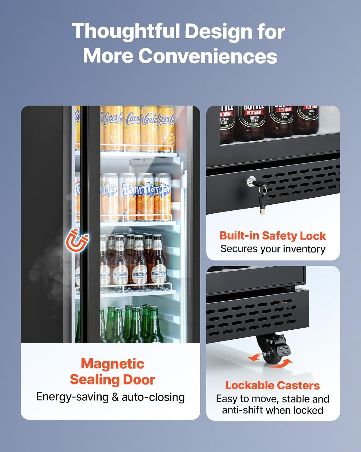 image:imageVEVOR Commercial Merchandiser Refrigerator 61 CuFt 173 L Glass Door Display Refrigerator Upright Beverage Cooler with Customizable Lightbox 3 Adjustable Shelves amp Soft LED Light for Homes Shops69 cuftnew
