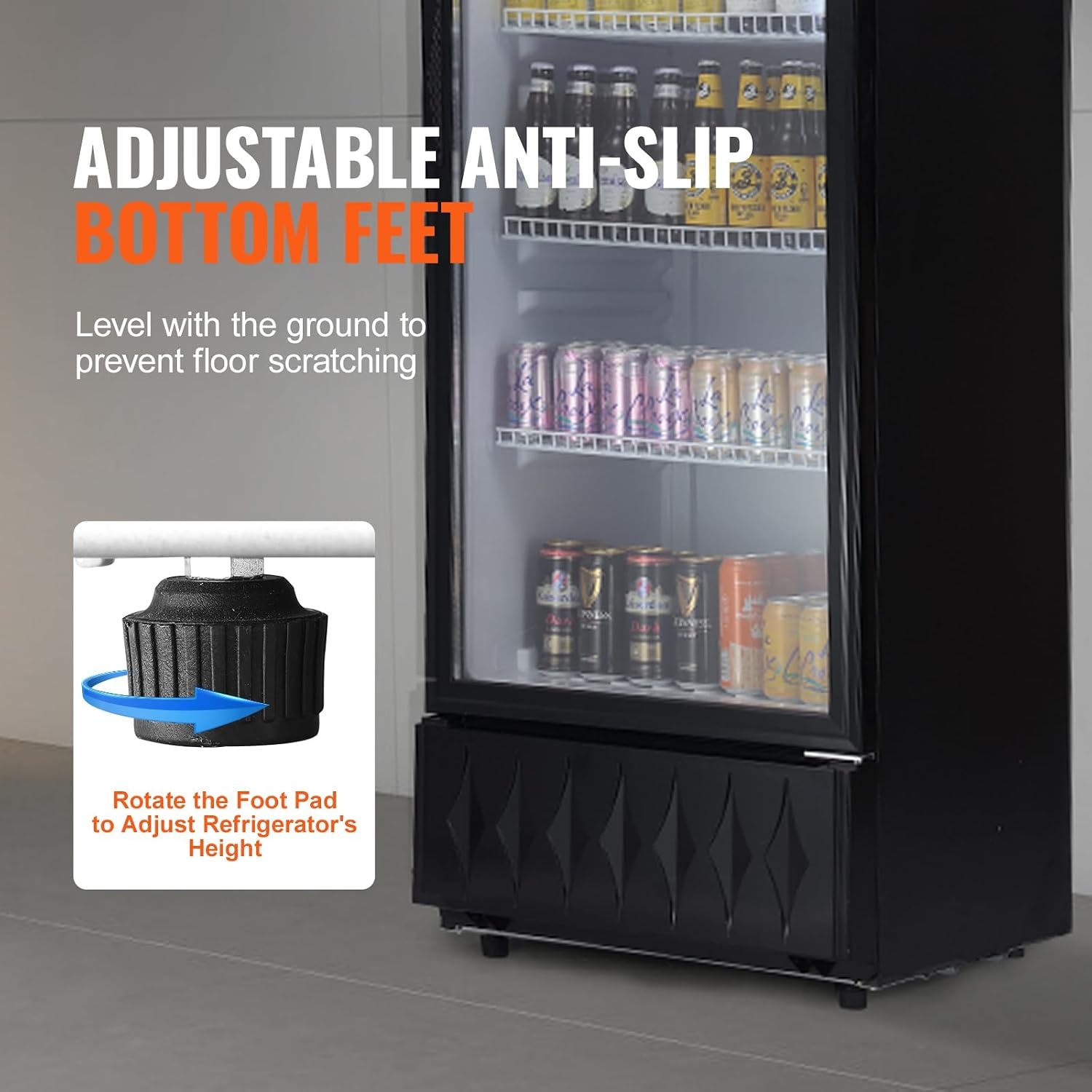 image:imageVEVOR Commercial Merchandiser Refrigerator 96 CuFt 273 L Glass Door Display Refrigerator Upright Beverage Cooler with Customizable Lightbox 4 Adjustable Shelves amp Soft LED Light for Homes Shops97 cuft
