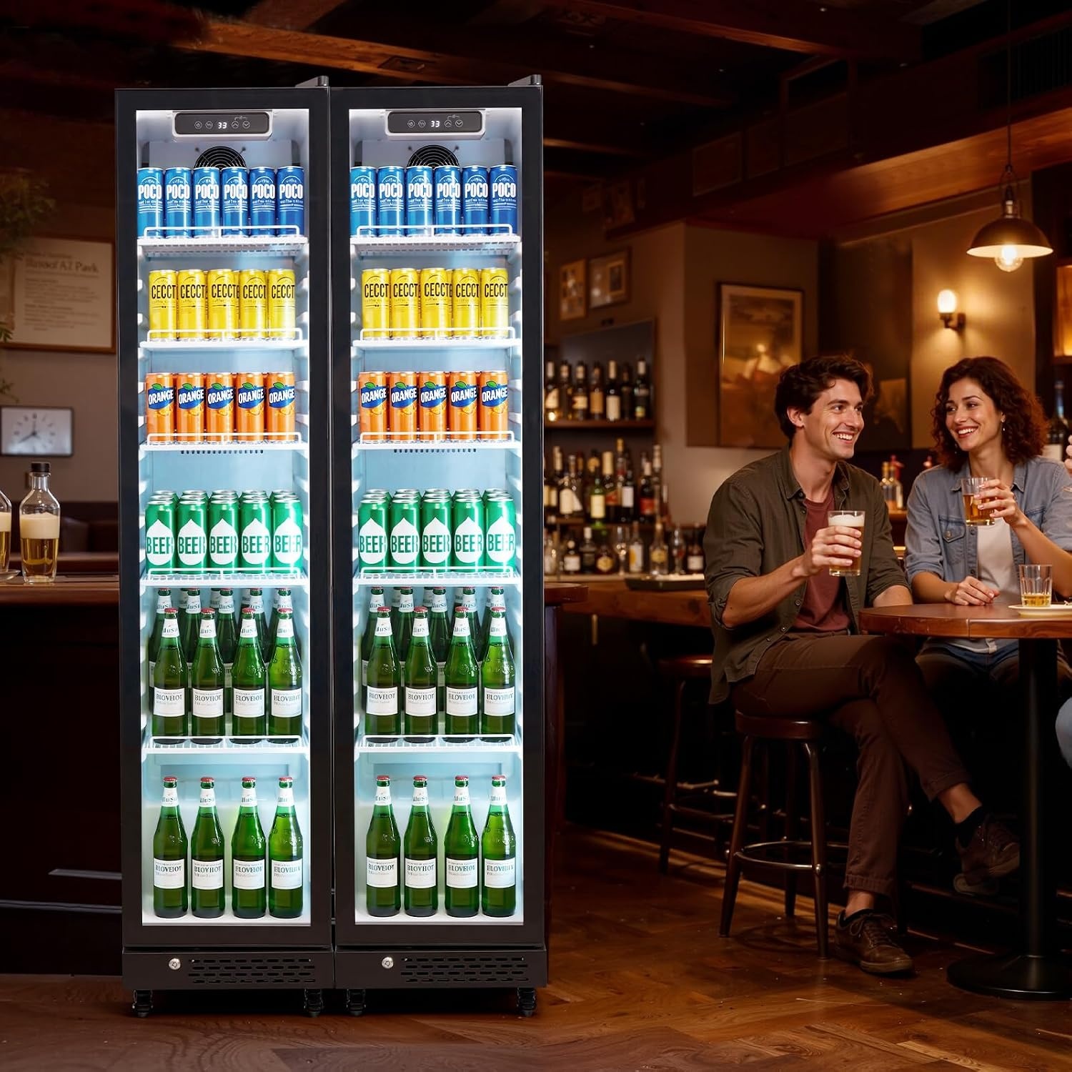image:imageVEVOR Commercial Merchandiser Refrigerator 96 CuFt 273 L Glass Door Display Refrigerator Upright Beverage Cooler with Customizable Lightbox 4 Adjustable Shelves amp Soft LED Light for Homes Shops83 cuft