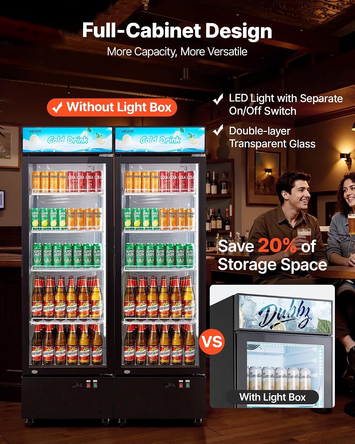 image:imageVEVOR Commercial Merchandiser Refrigerator 96 CuFt 273 L Glass Door Display Refrigerator Upright Beverage Cooler with Customizable Lightbox 4 Adjustable Shelves amp Soft LED Light for Homes Shops127 cuftnew