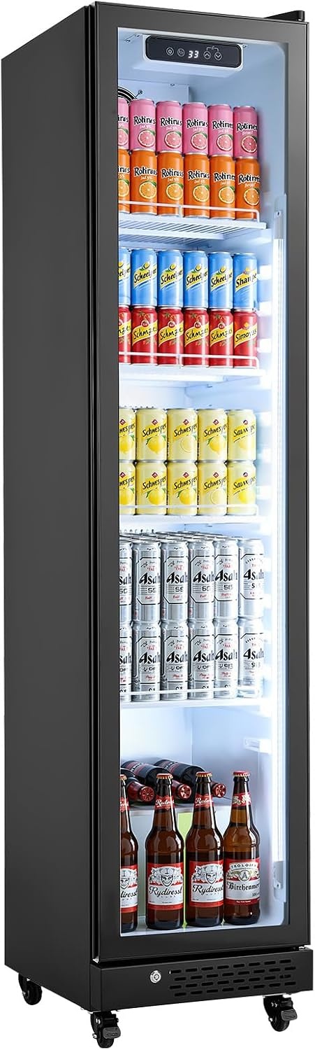 image:imageVEVOR Commercial Merchandiser Refrigerator 96 CuFt 273 L Glass Door Display Refrigerator Upright Beverage Cooler with Customizable Lightbox 4 Adjustable Shelves amp Soft LED Light for Homes Shops83 cuft