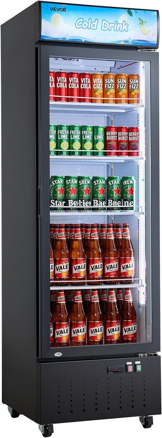 image:imageVEVOR Commercial Merchandiser Refrigerator 96 CuFt 273 L Glass Door Display Refrigerator Upright Beverage Cooler with Customizable Lightbox 4 Adjustable Shelves amp Soft LED Light for Homes Shops127 cuftnew