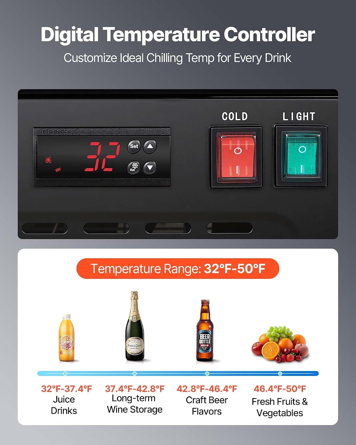 image:imageVEVOR Commercial Merchandiser Refrigerator 96 CuFt 273 L Glass Door Display Refrigerator Upright Beverage Cooler with Customizable Lightbox 4 Adjustable Shelves amp Soft LED Light for Homes Shops543 cuft