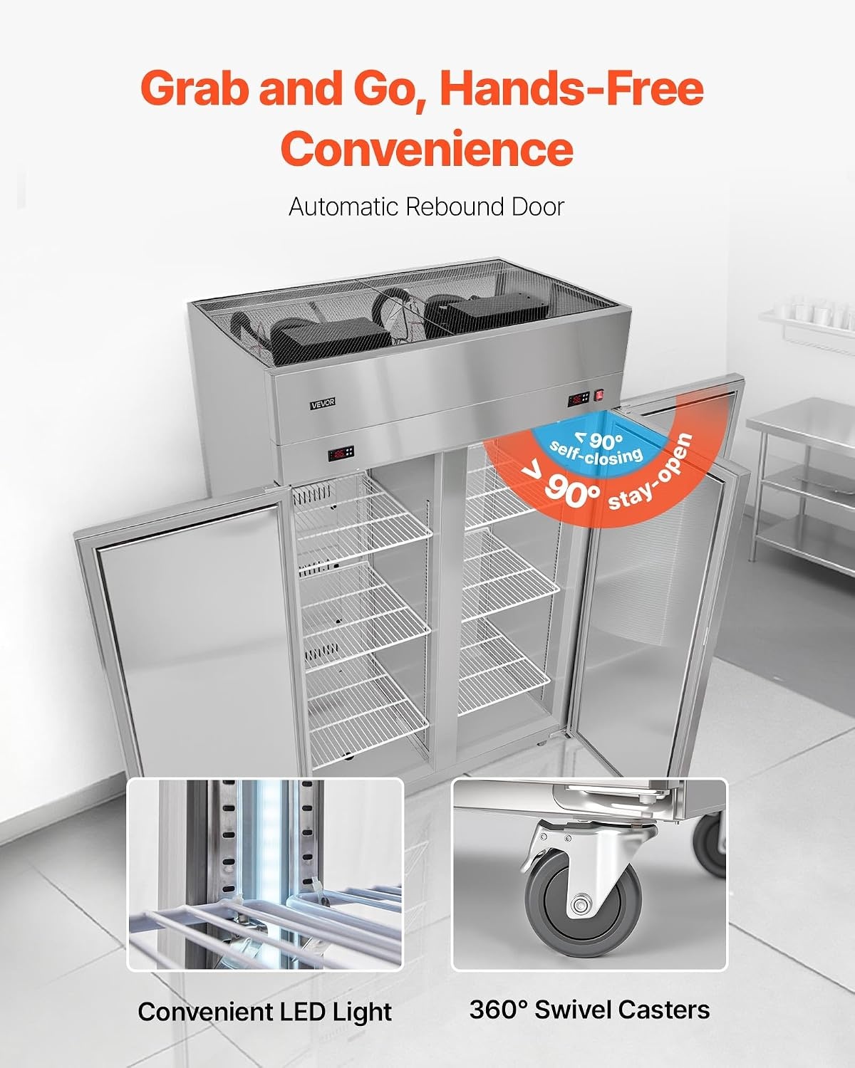 image:imageVEVOR Commercial ReachIn Freezer 48 W 33 CuFt Stainless Steel Upright Freezer with Double Glass Doors AutoDefrost 6 Adjustable Shelves 11 to 14 Temp Control UL Certified48W 32 Cuft Double DoorsCombo