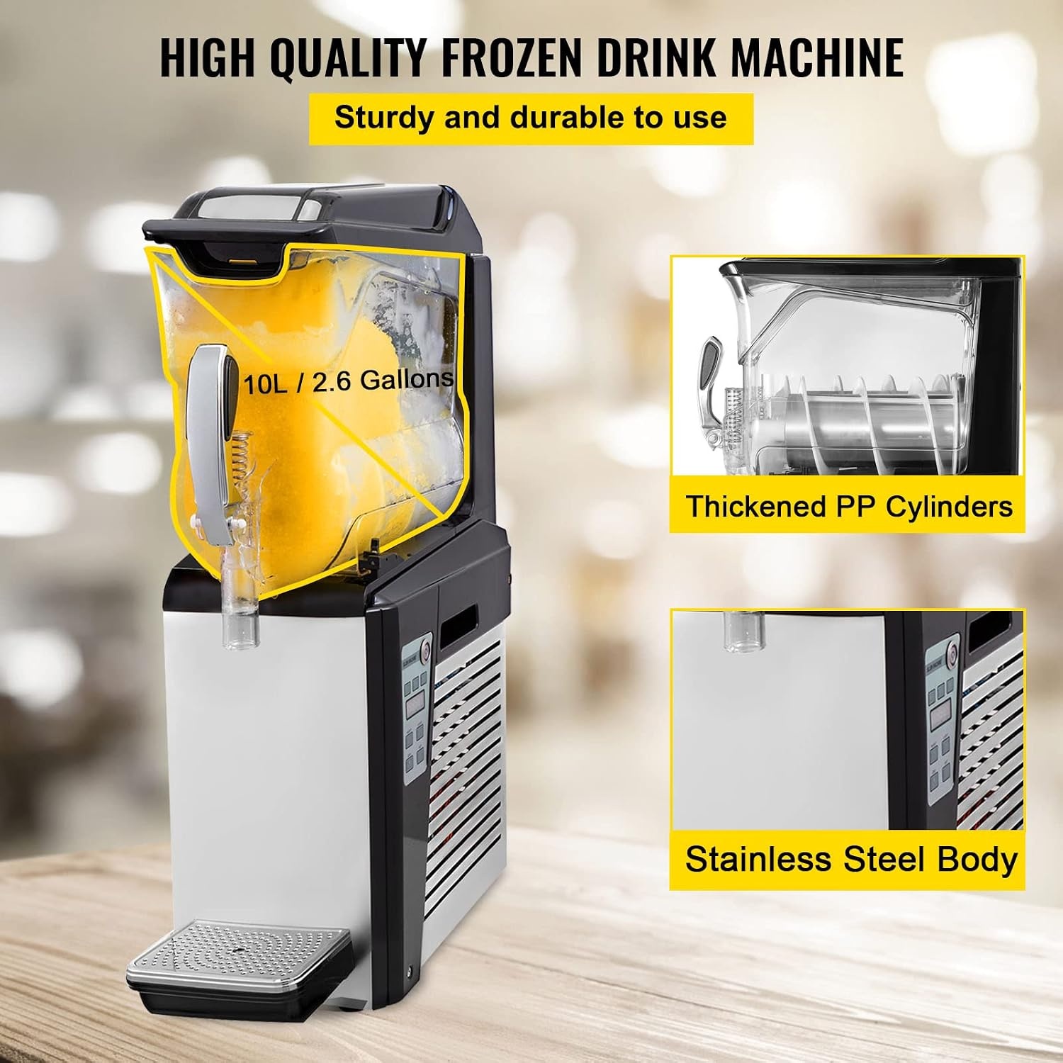 image:imageVEVOR Commercial Slushy Machine 10L Slushie Machine Frozen Drink Maker 600W Stainless Steel Margarita Wine Slush Smoothies Maker for Commercial and Home Use