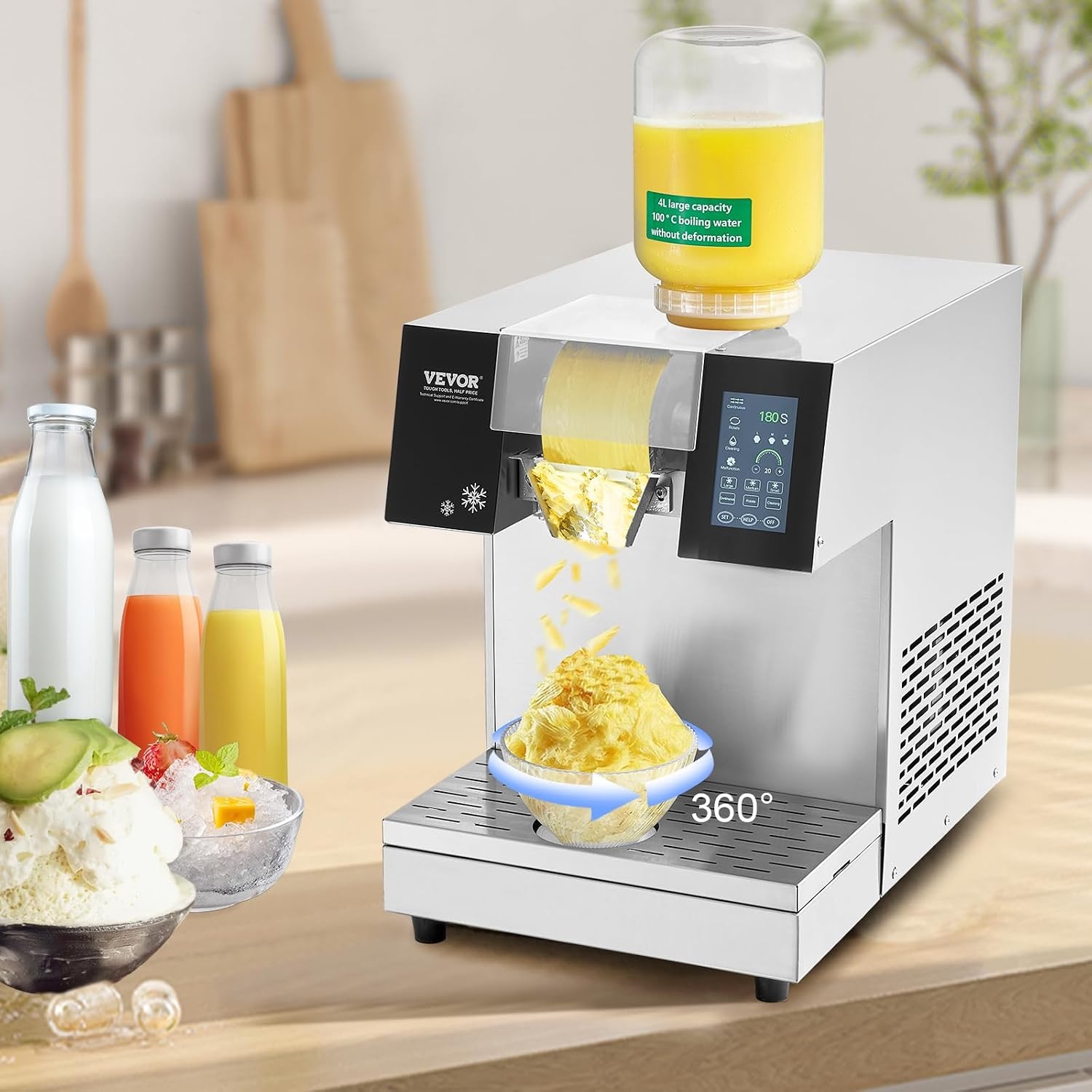 image:imageVEVOR Commercial Snowflake Ice Machine 375LBS24H Snowflake Ice Maker Stainless Steel Ice Shaver Machine Electric Snow Cone Maker Air Cooling System for Rapid Heat Dissipation for Bakery CafeAir Cooling
