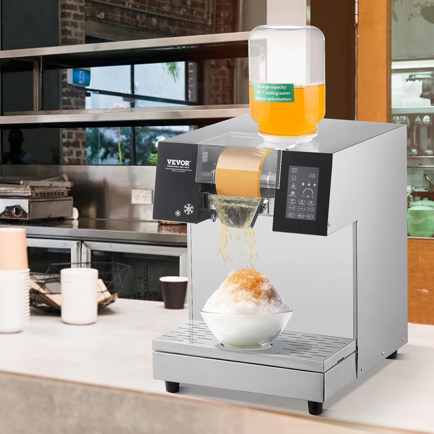 image:imageVEVOR Commercial Snowflake Ice Machine 375LBS24H Snowflake Ice Maker Stainless Steel Ice Shaver Machine Electric Snow Cone Maker Air Cooling System for Rapid Heat Dissipation for Bakery CafeLiquid Cooling